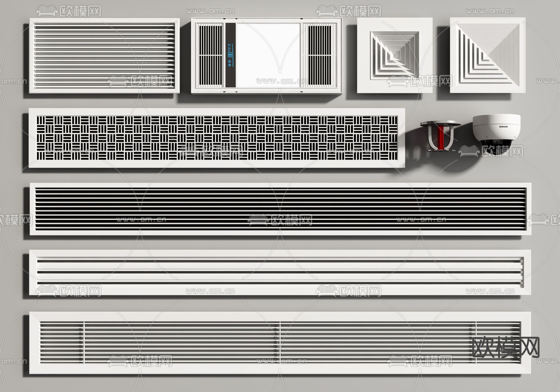 空调出风口 排气口 浴霸 风暖机3d模型下载