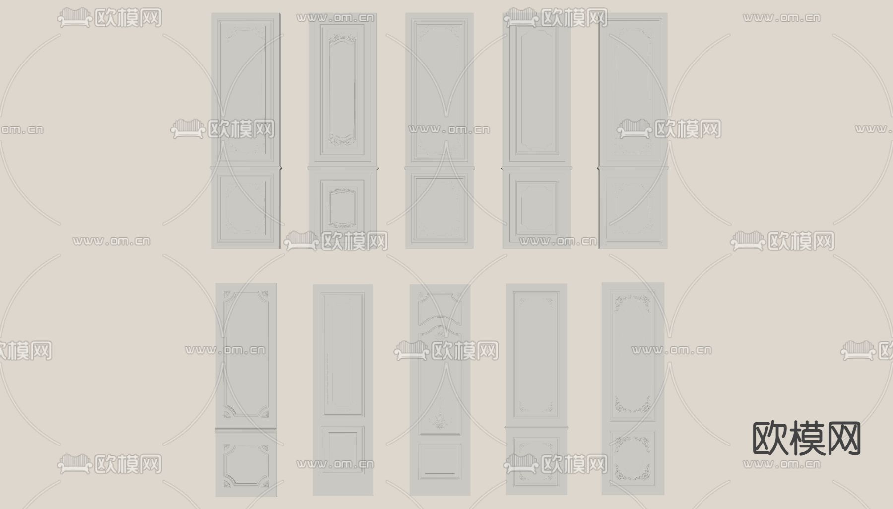 简欧护墙板su模型下载（渲染图2）