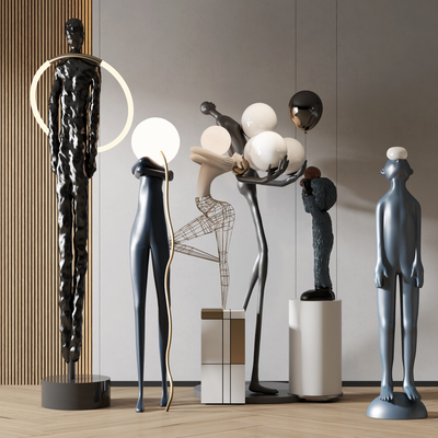  潮玩 雕塑摆件su模型 