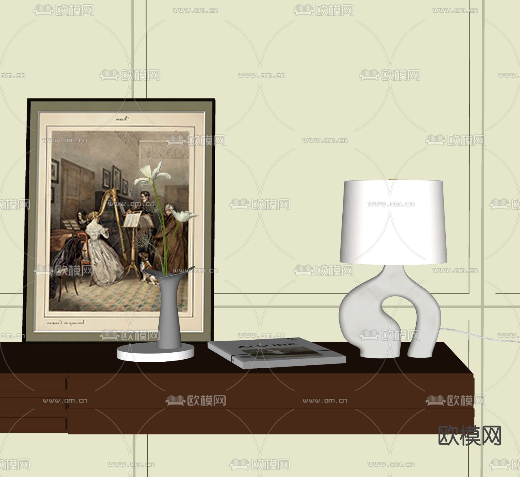 饰品摆件 书籍 花瓶su模型下载（渲染图2）