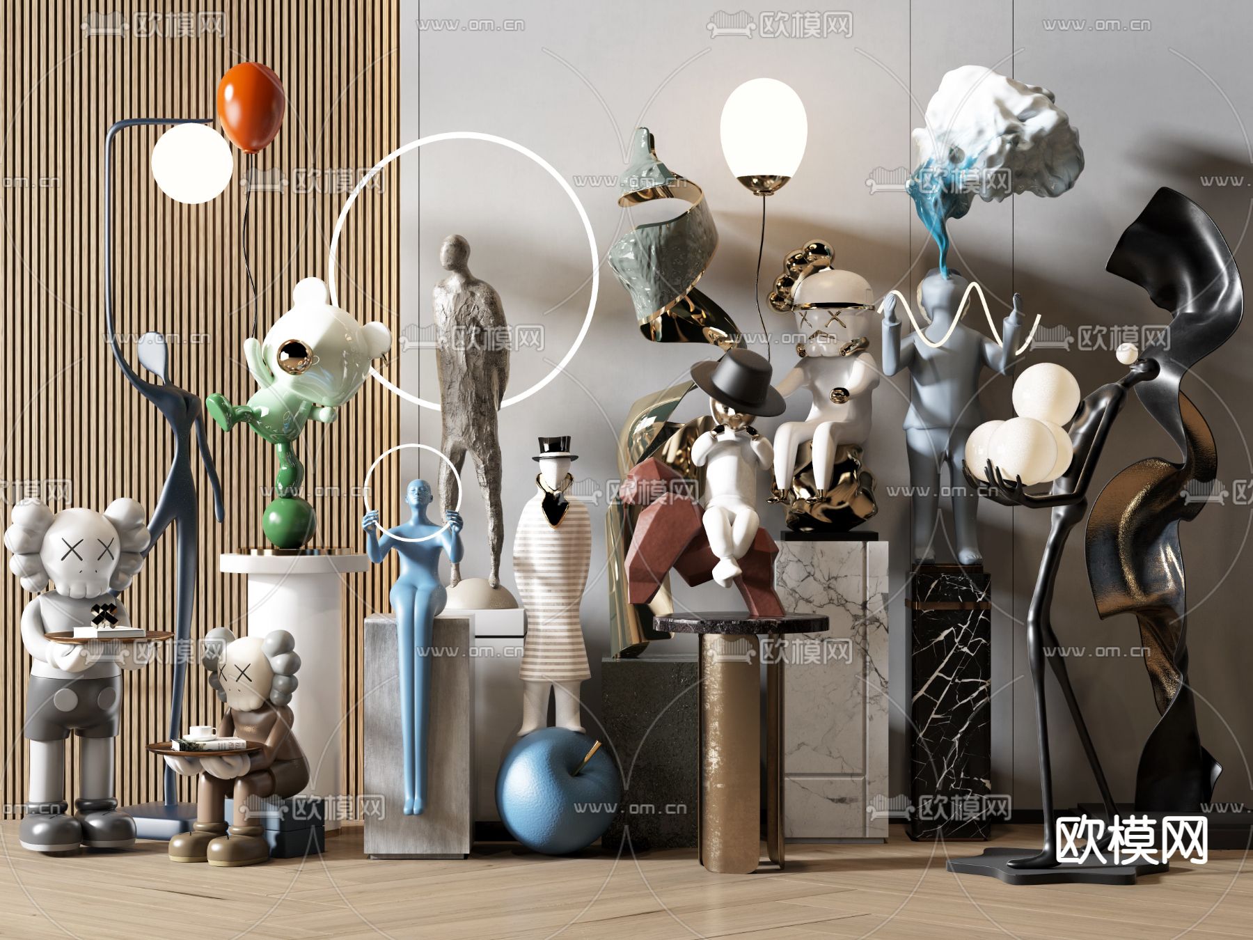 潮玩 雕塑摆件su模型下载（渲染图1）