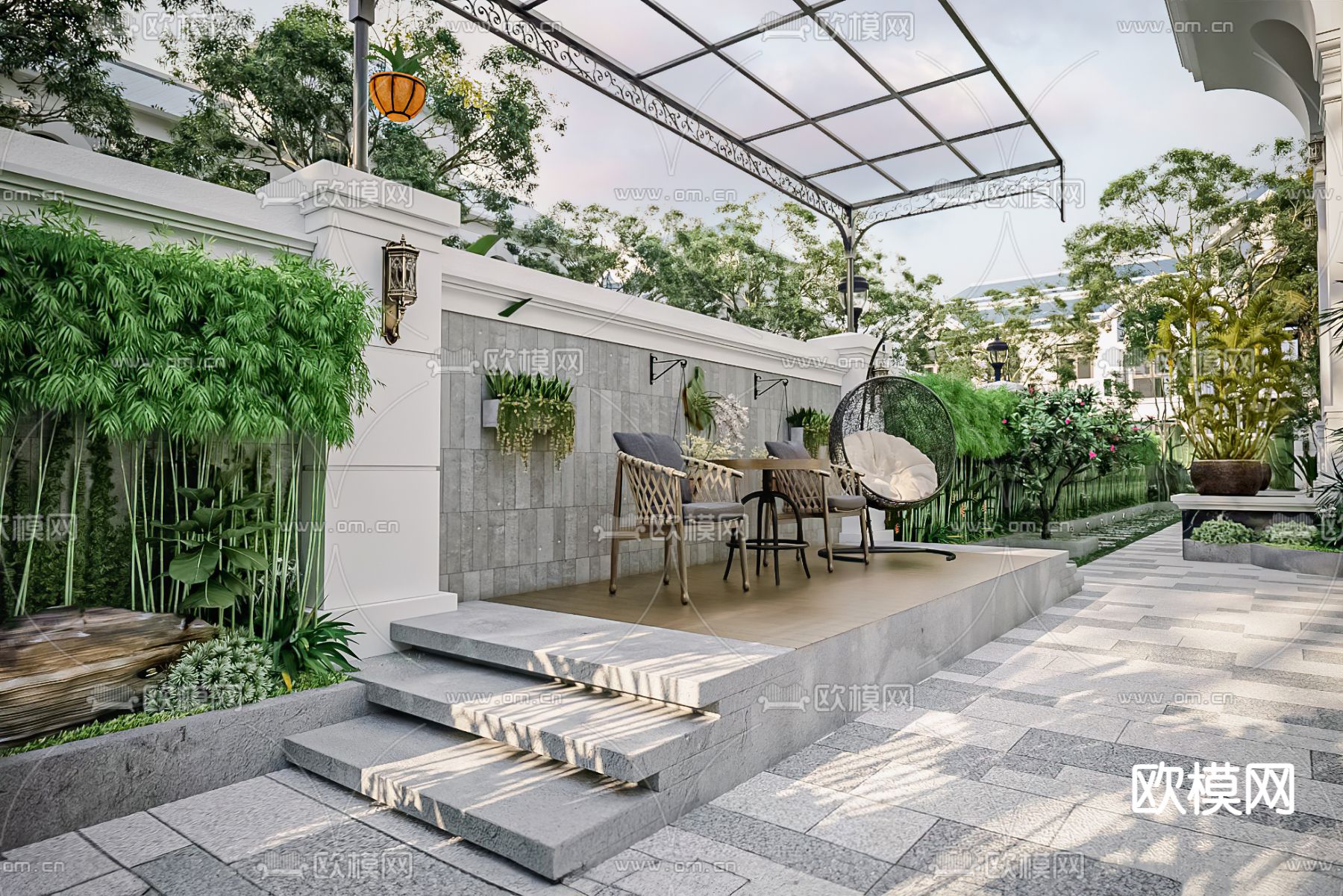 欧式别墅外观3d模型下载（渲染图3）