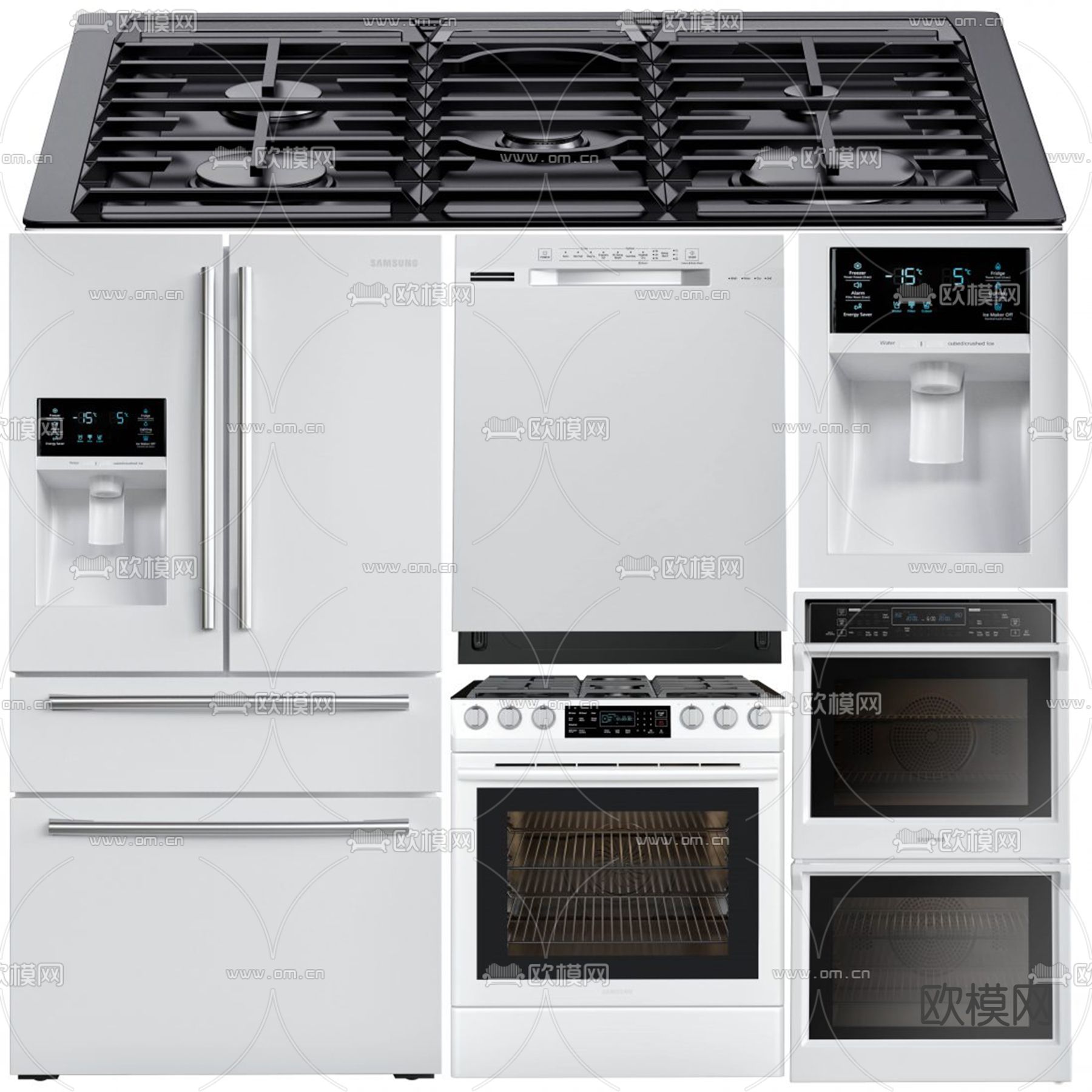 厨房电器 冰箱 烤箱 饮水机 灶台3d模型下载（渲染图2）