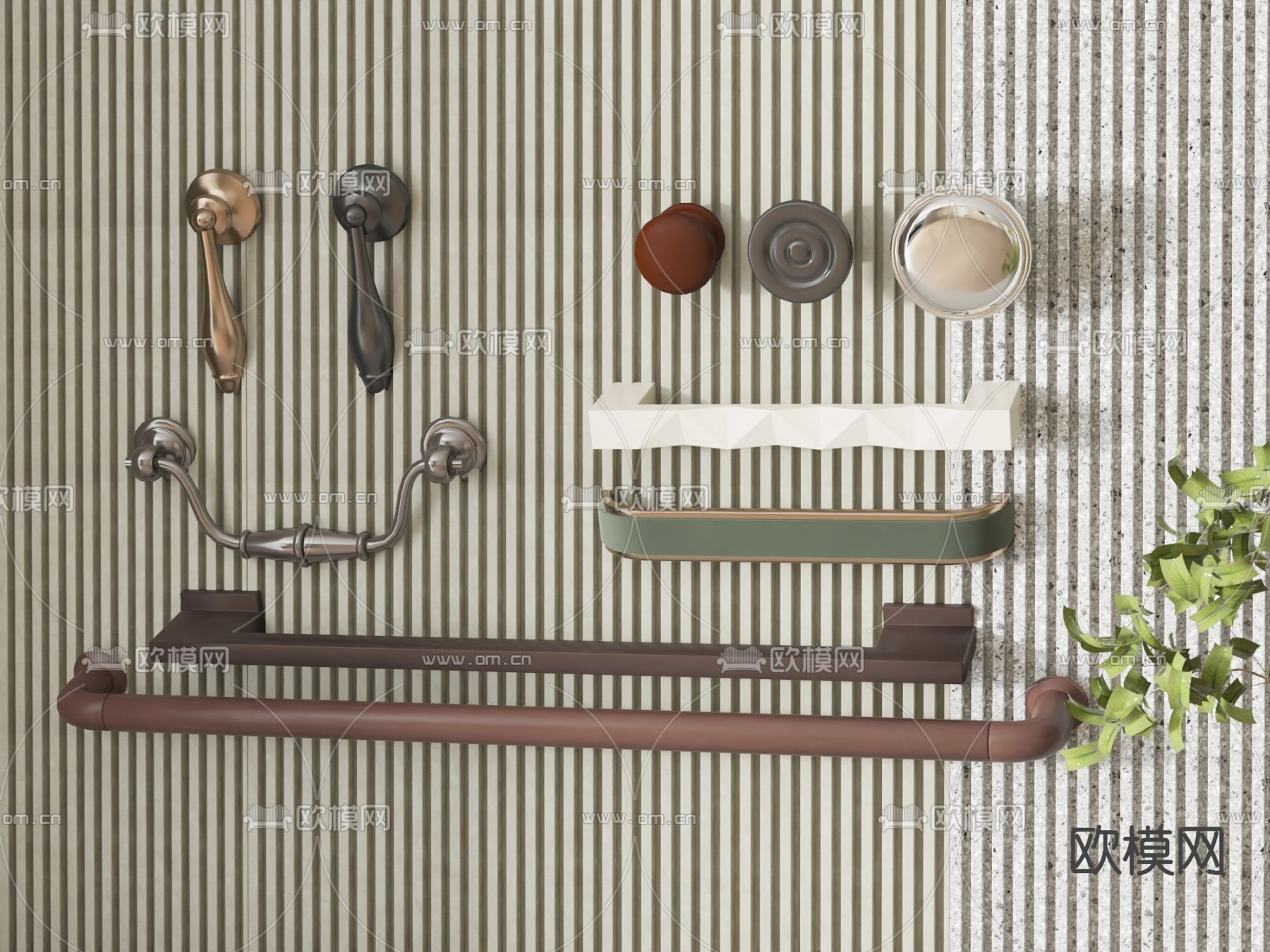 简欧门把手 拉手su模型下载（渲染图1）