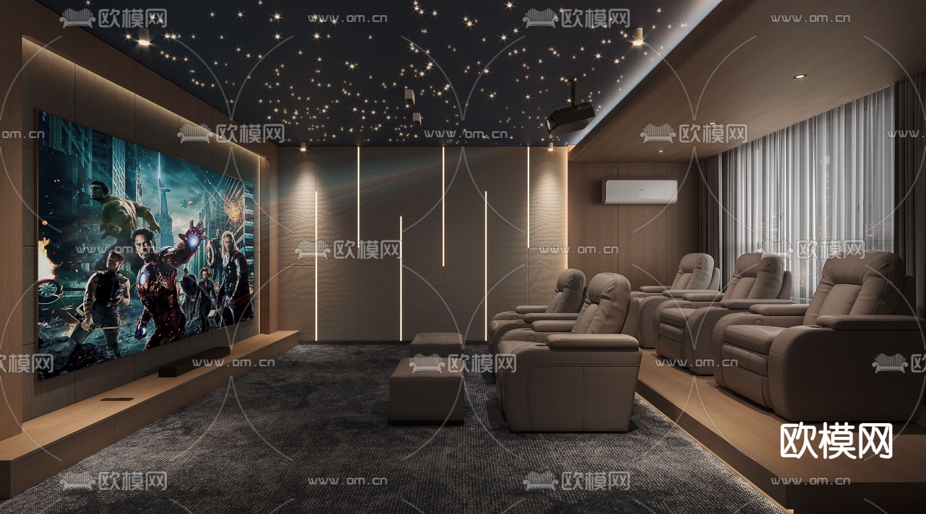 视听室 影音室 家庭影院3d模型下载