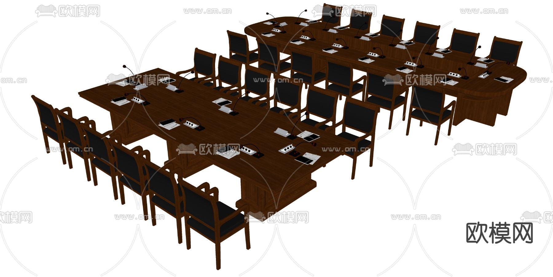 现代会议桌椅su模型下载（渲染图2）