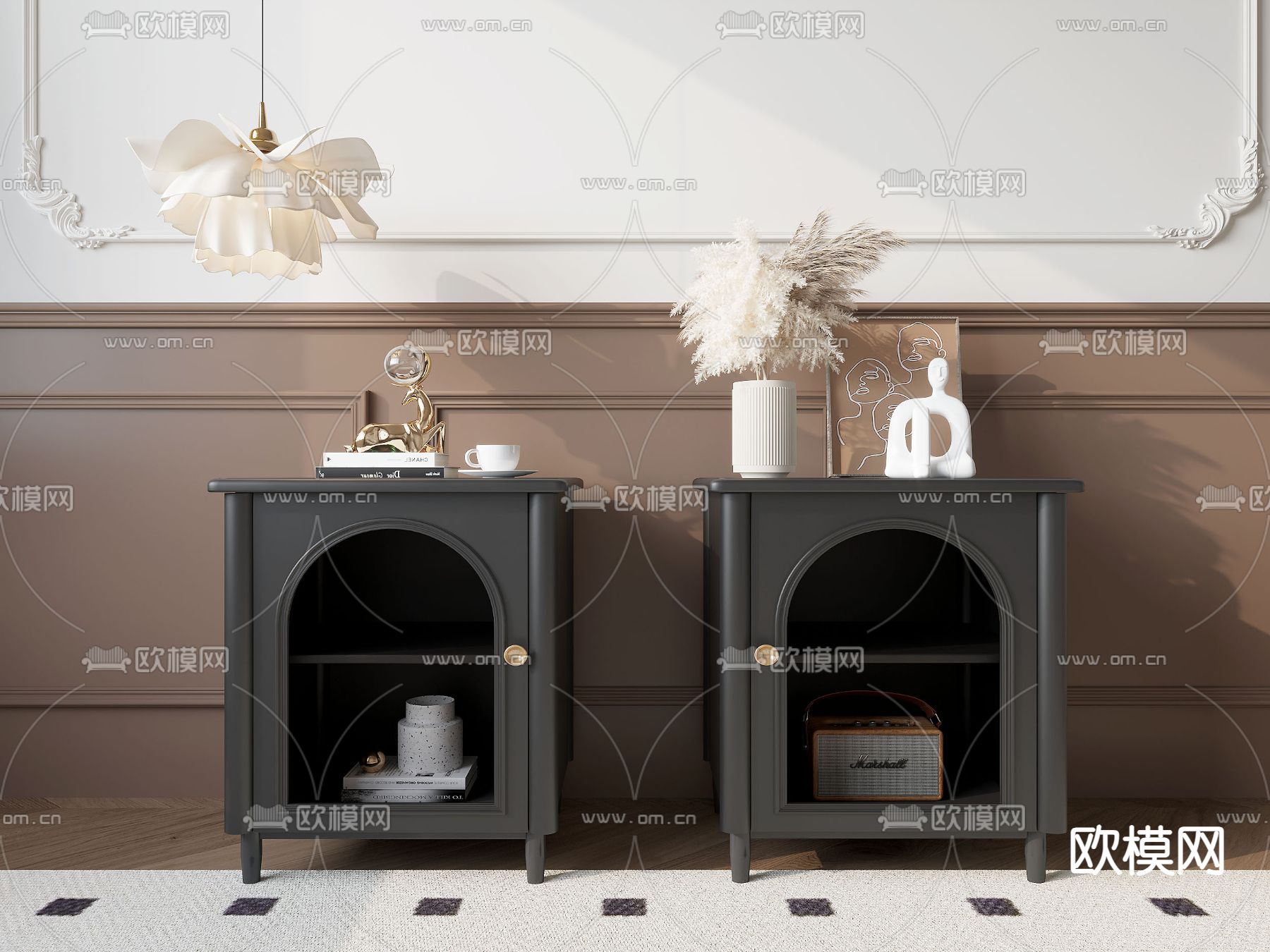 法式床头柜3d模型下载