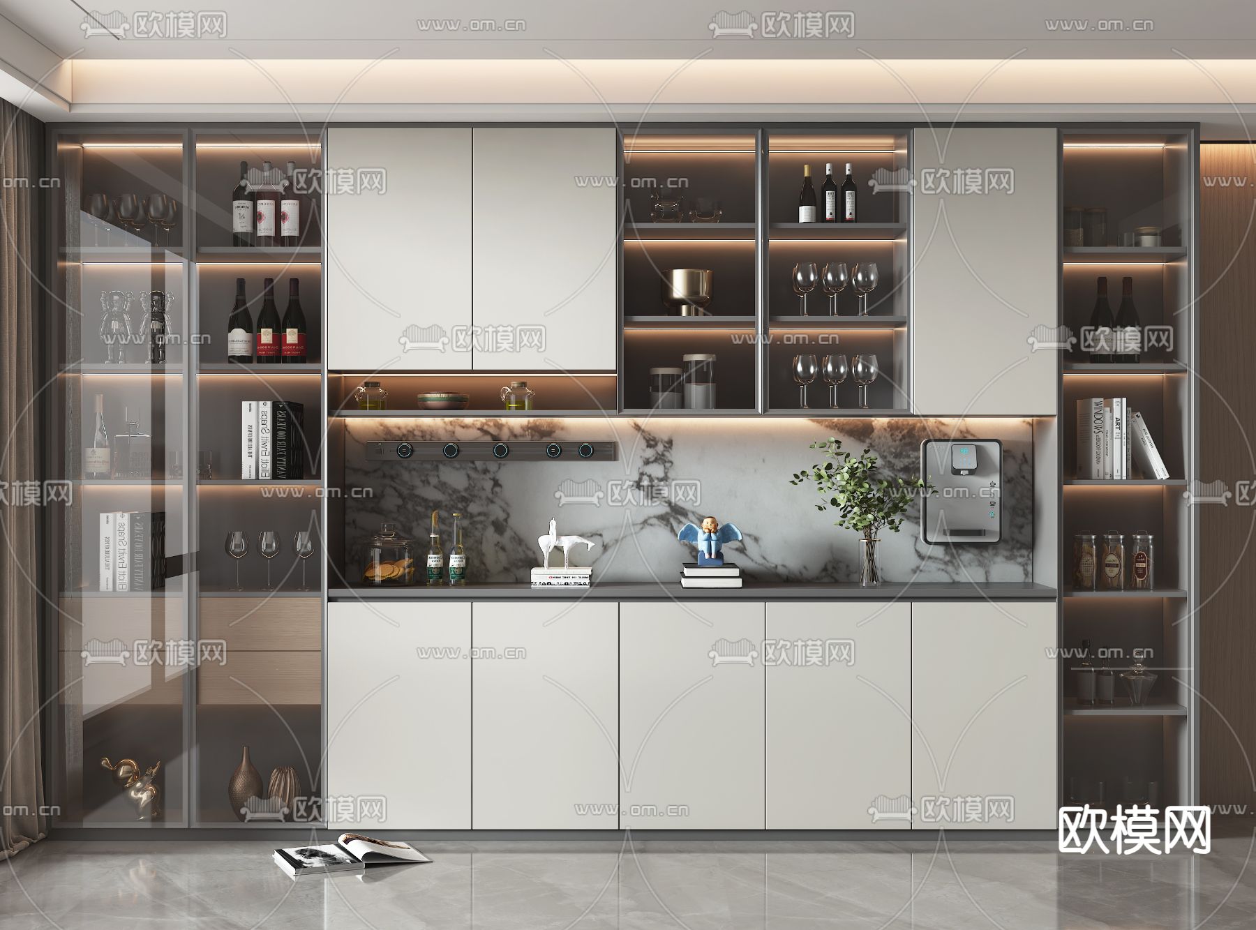 现代酒柜3d模型下载