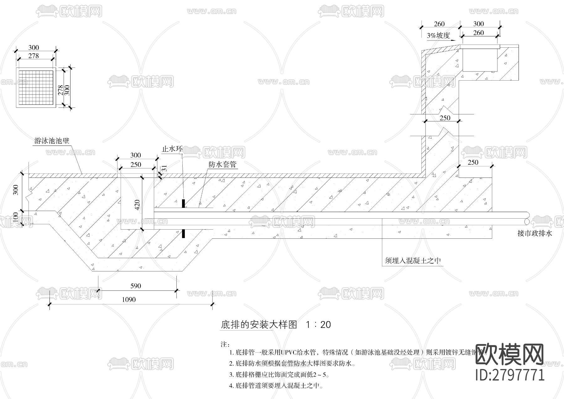 游泳池儿童戏水池节点大样图下载（渲染图3）