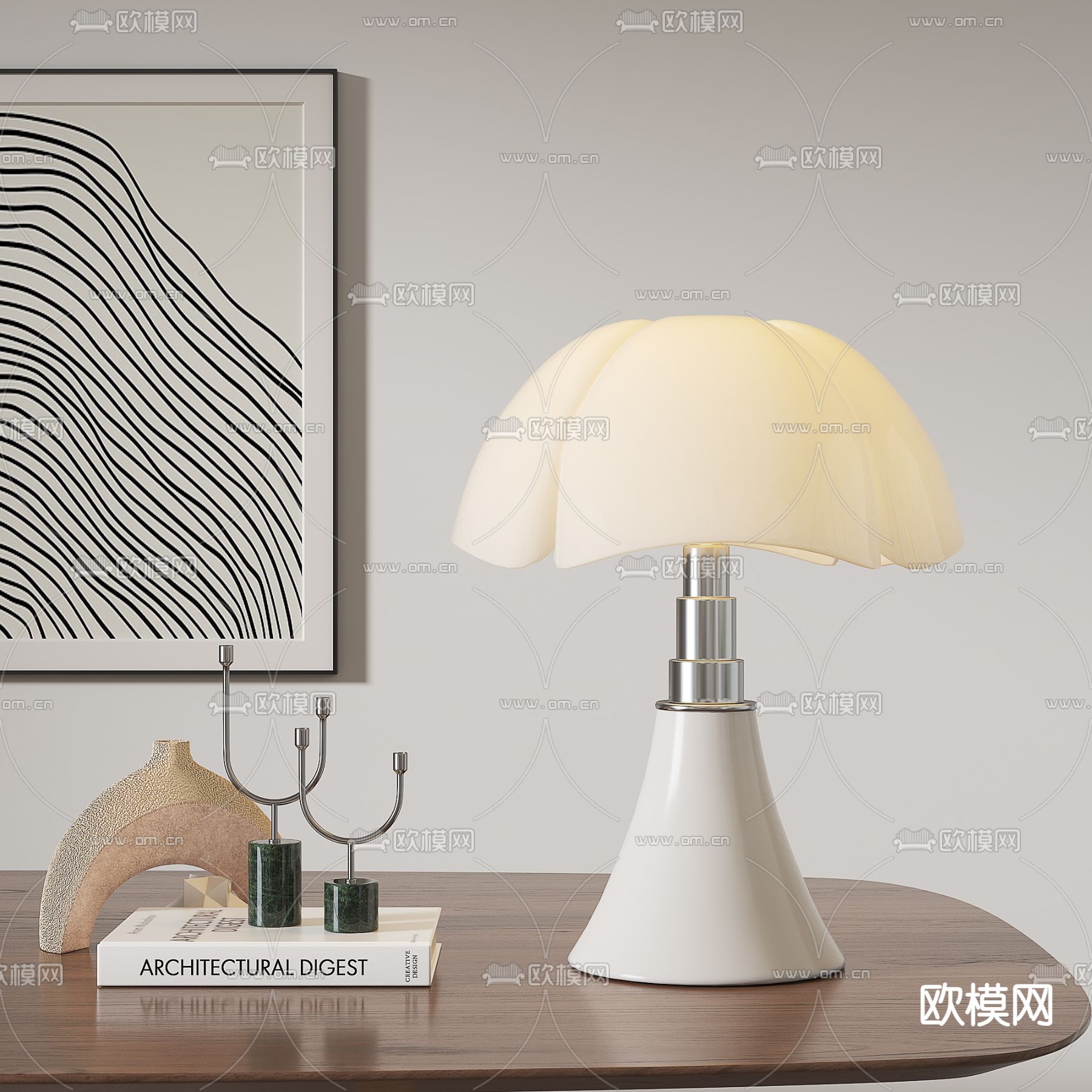 北欧台灯su模型下载（渲染图1）