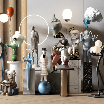  潮玩 雕塑摆件su模型 