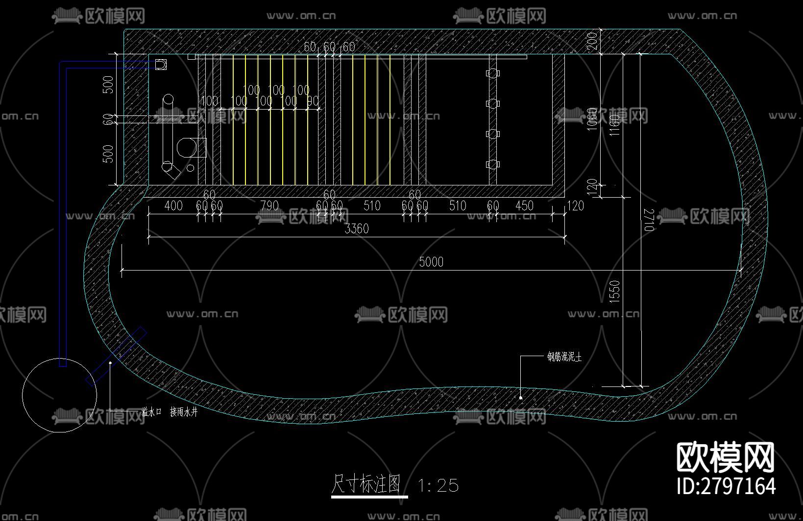 鱼池过滤池净化系统cad施工图下载（渲染图1）