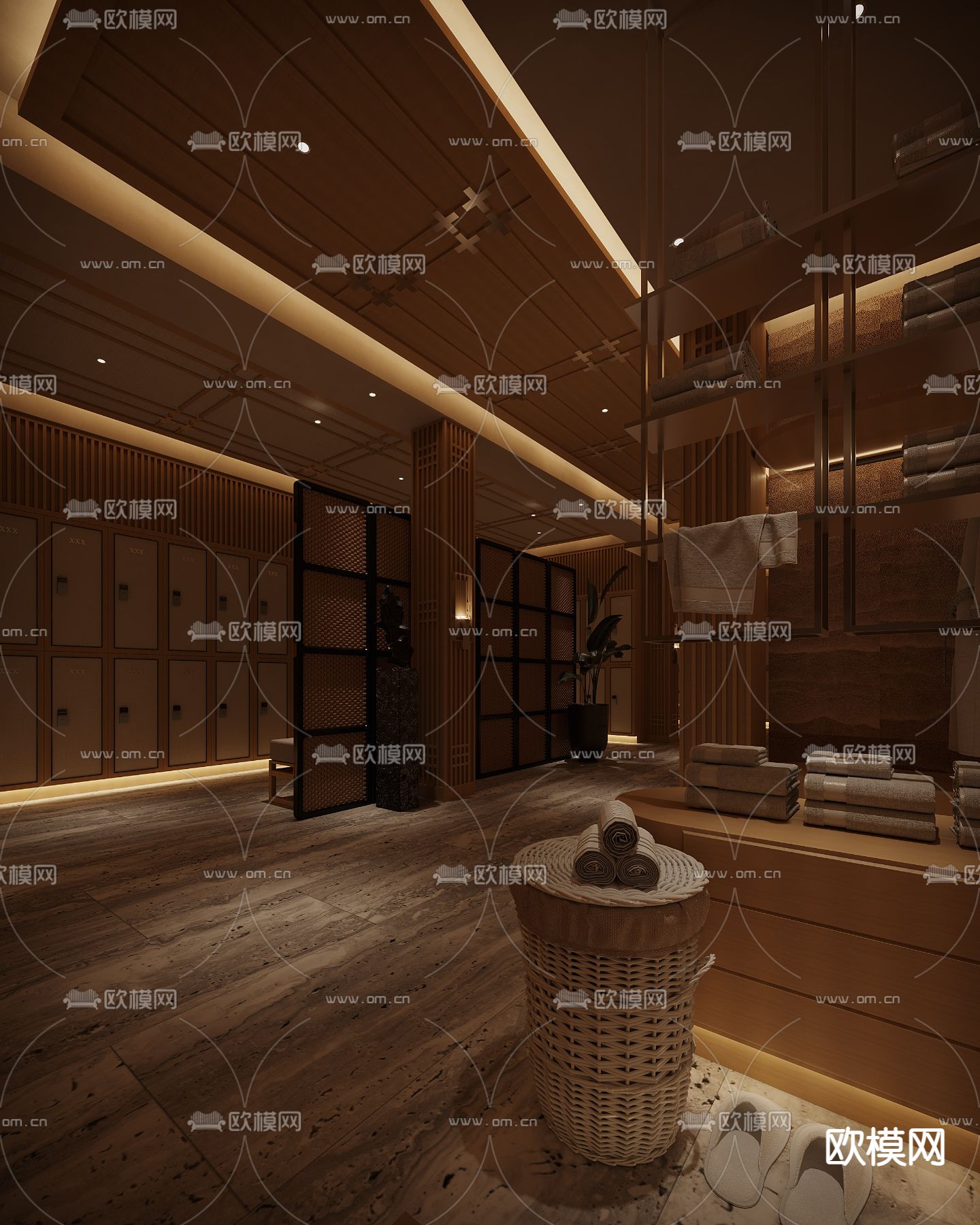 洗浴更衣室 温泉酒店3d模型下载（渲染图1）