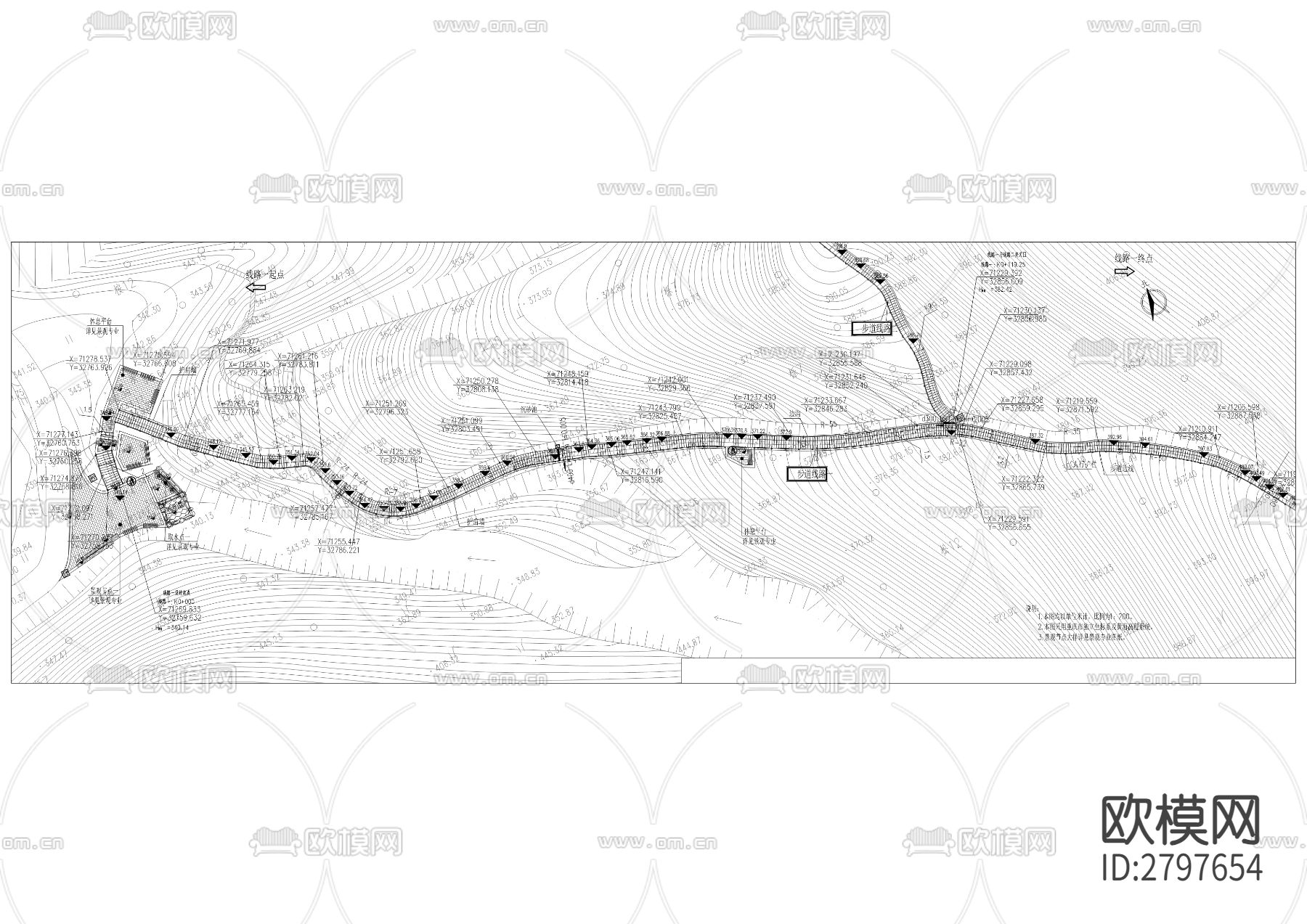 金剑山森林步道工程cad施工图下载（渲染图5）