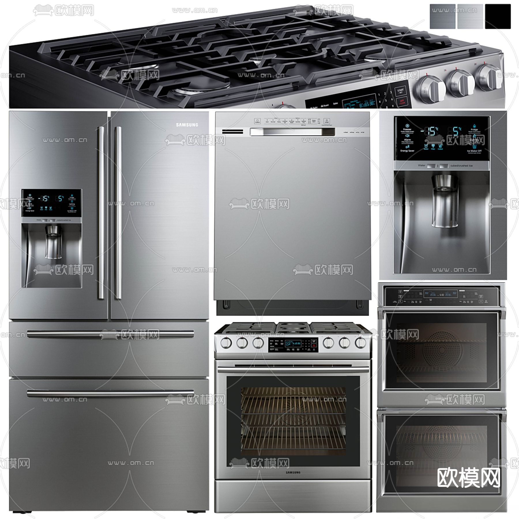 厨房电器 冰箱 烤箱 饮水机 灶台3d模型下载（渲染图3）