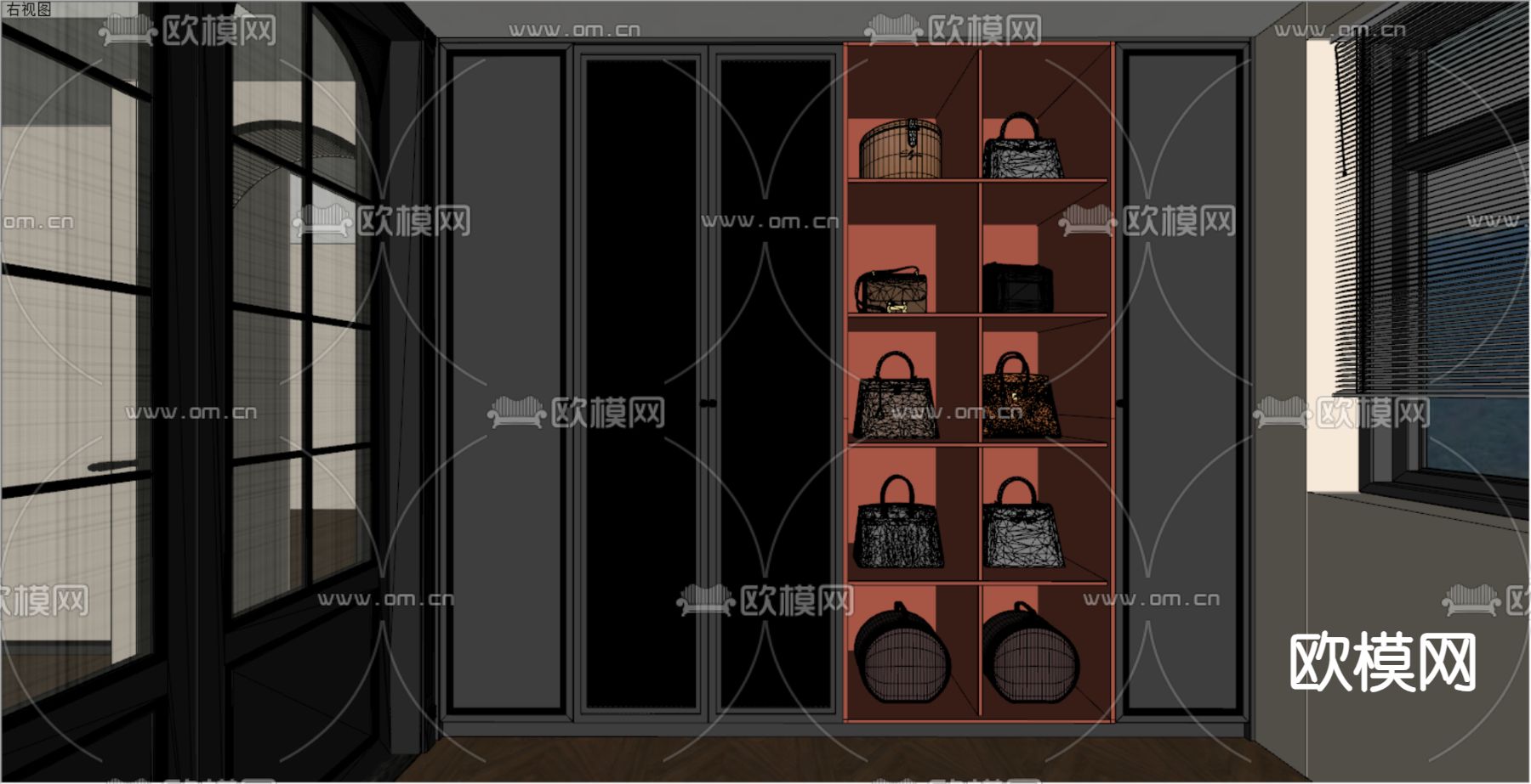 法式衣柜su模型下载（渲染图2）