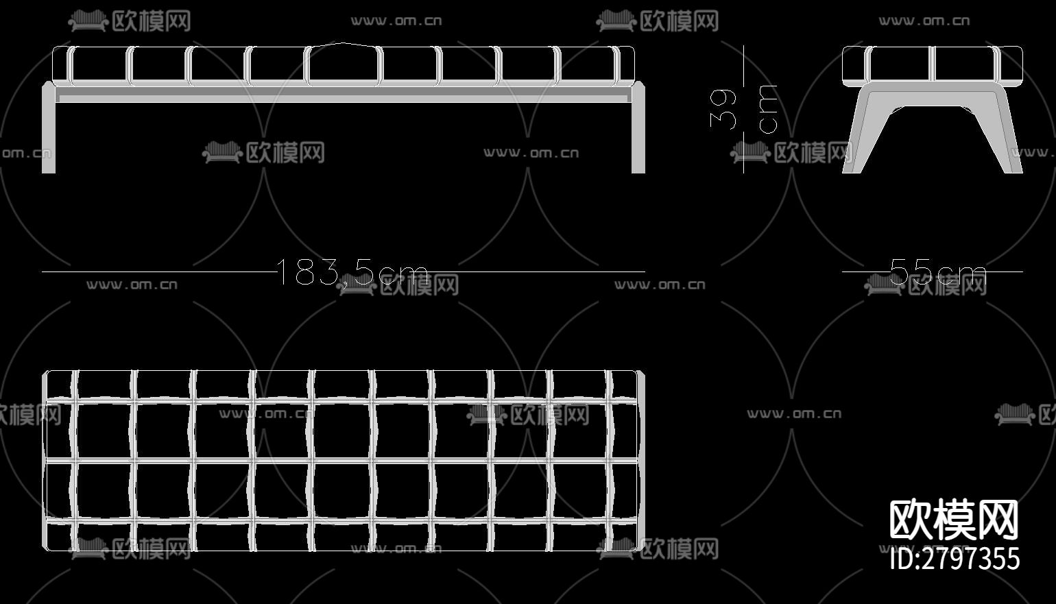 家具三视cad大样图下载（渲染图9）
