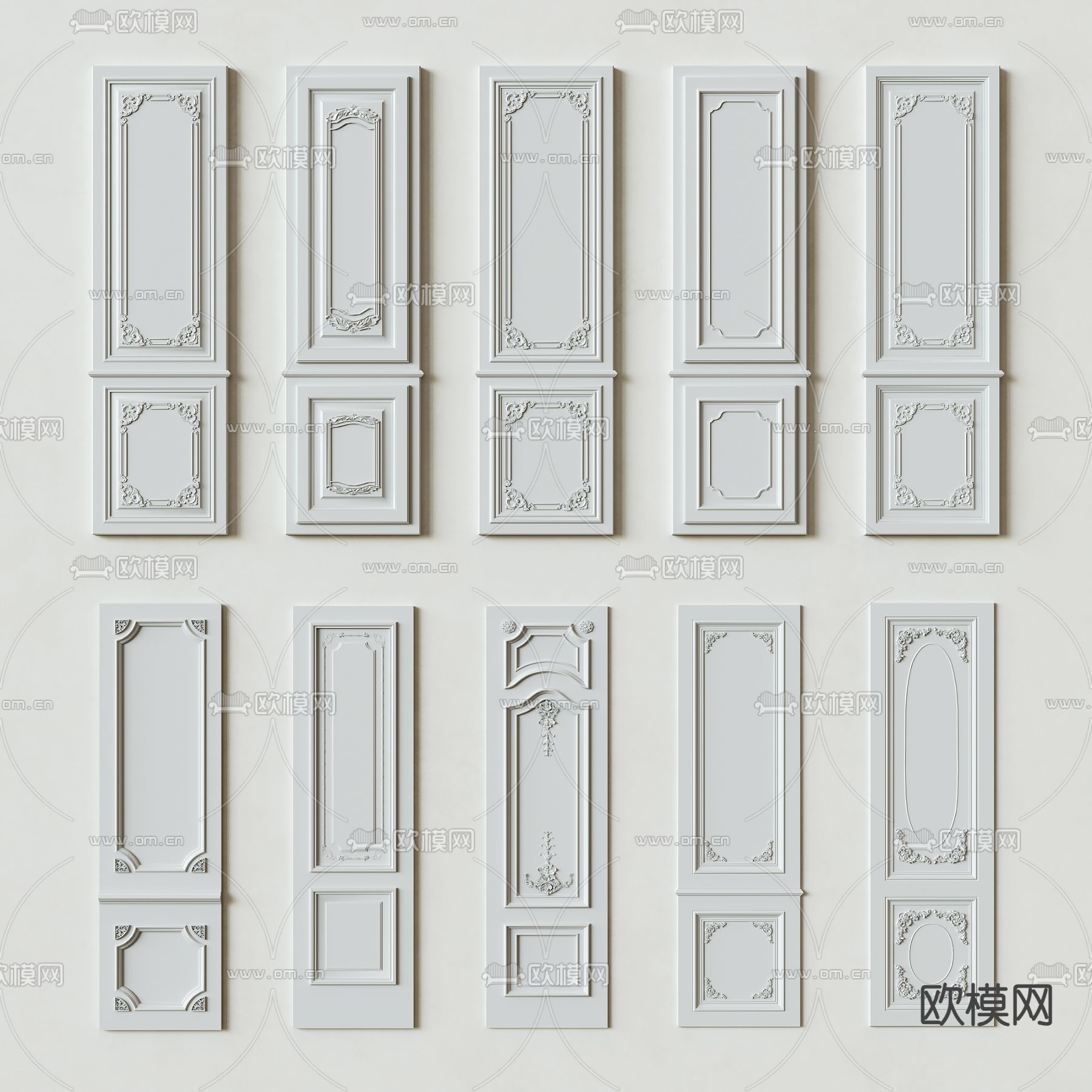 简欧护墙板su模型下载（渲染图1）