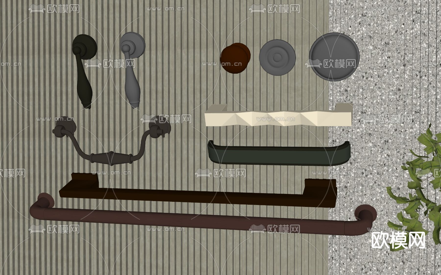 简欧门把手 拉手su模型下载（渲染图2）