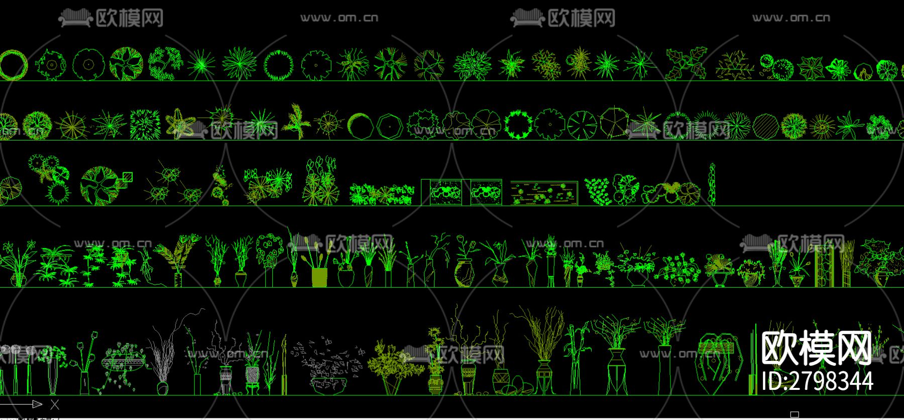 常用植物乔木景观树cad图库下载（渲染图8）