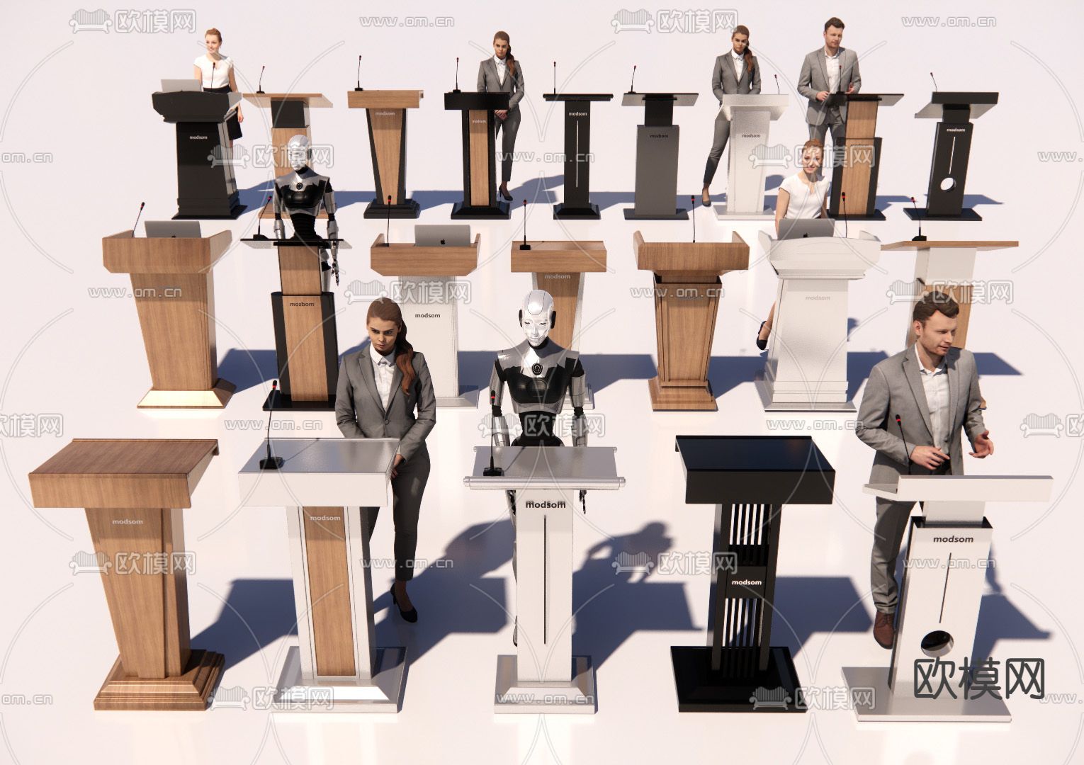 讲台 讲桌 演讲台su模型下载（渲染图1）