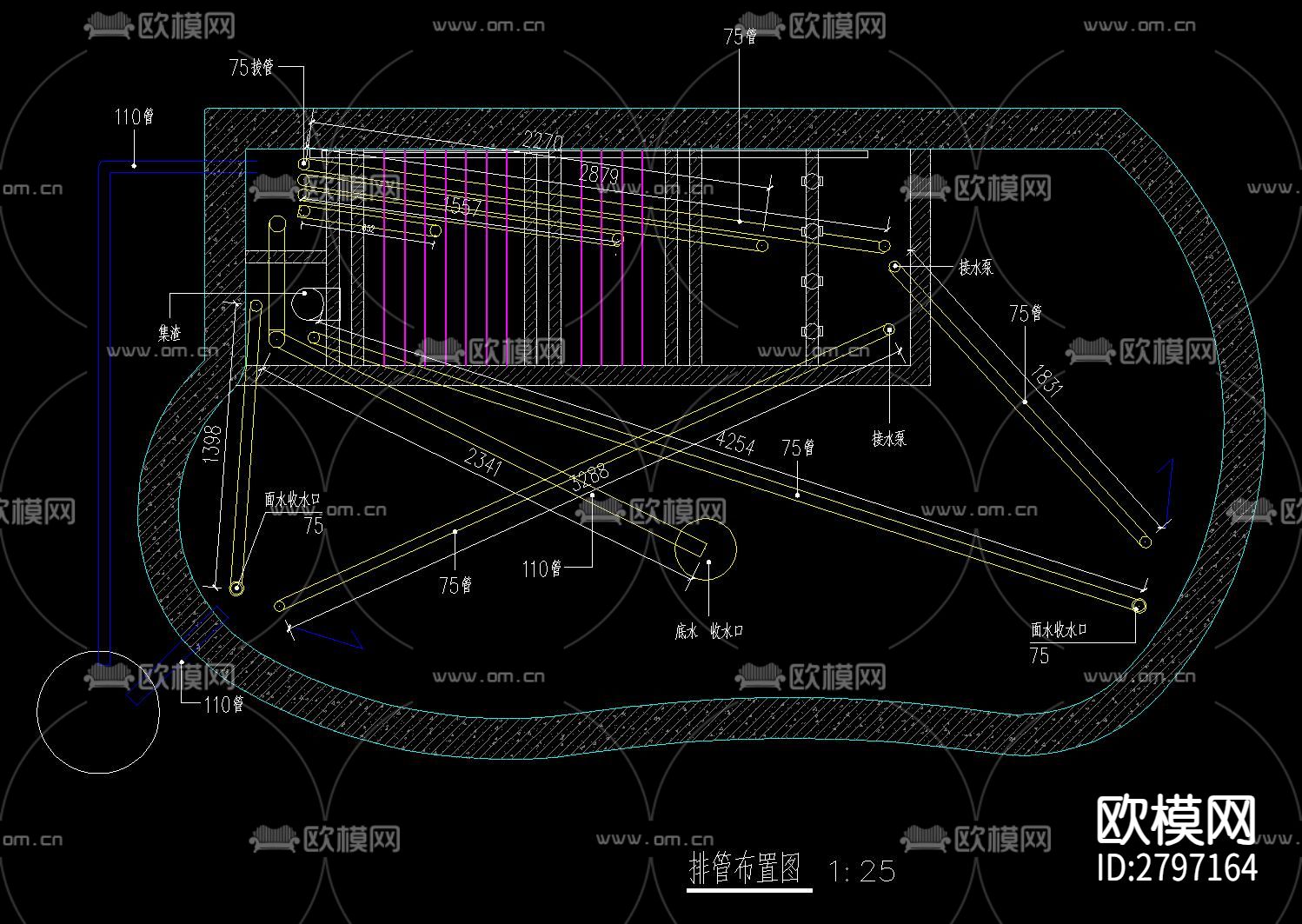 鱼池过滤池净化系统cad施工图下载（渲染图3）