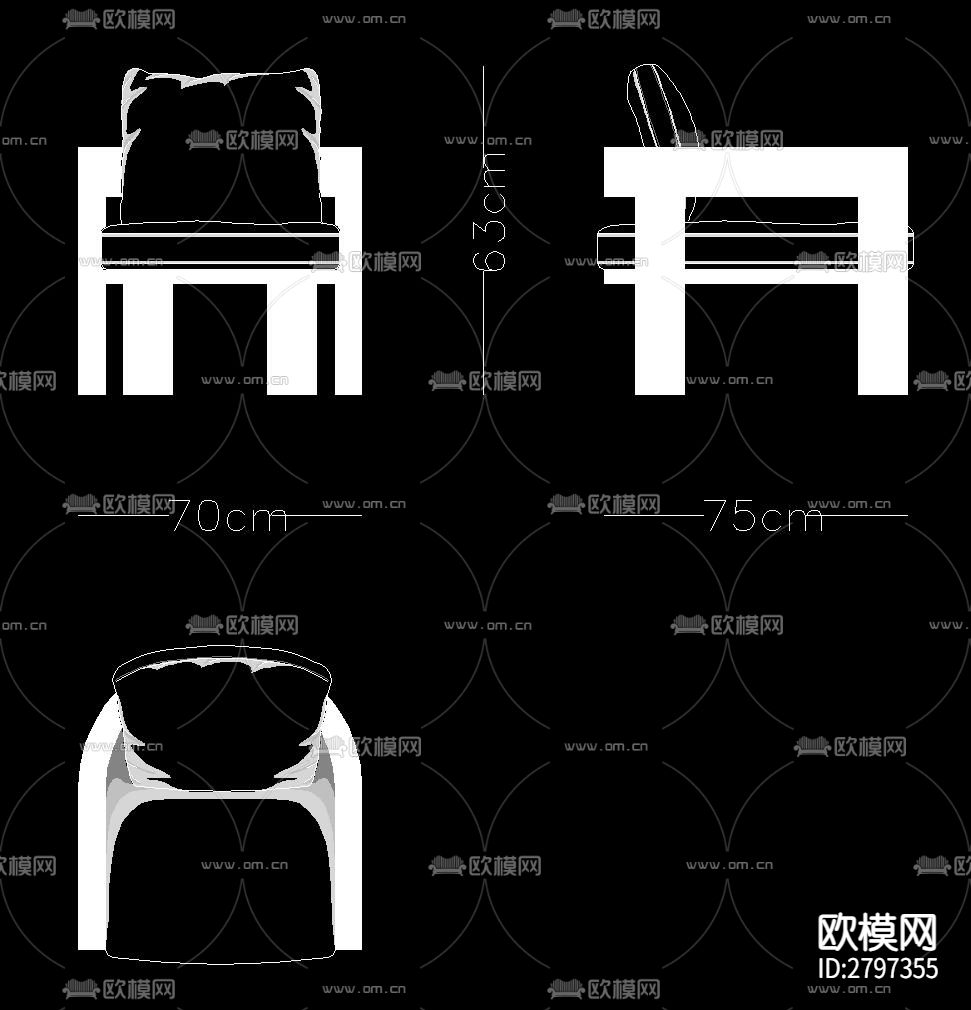 家具三视cad大样图下载（渲染图4）