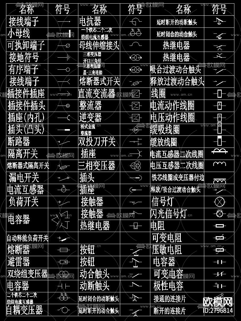 标准电气符号cad图库下载（渲染图3）