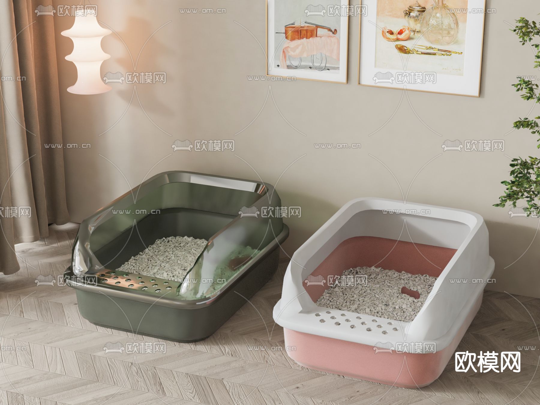猫砂盆3d模型下载