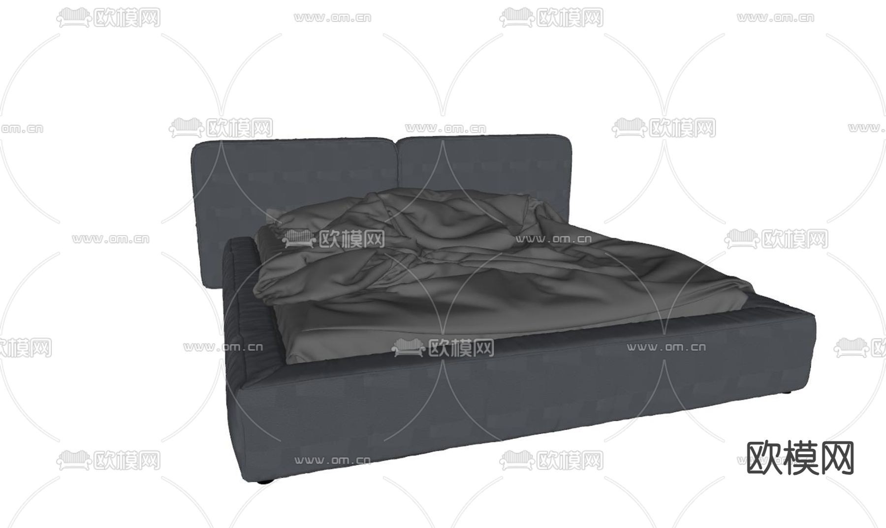 布艺双人床su模型下载（渲染图2）