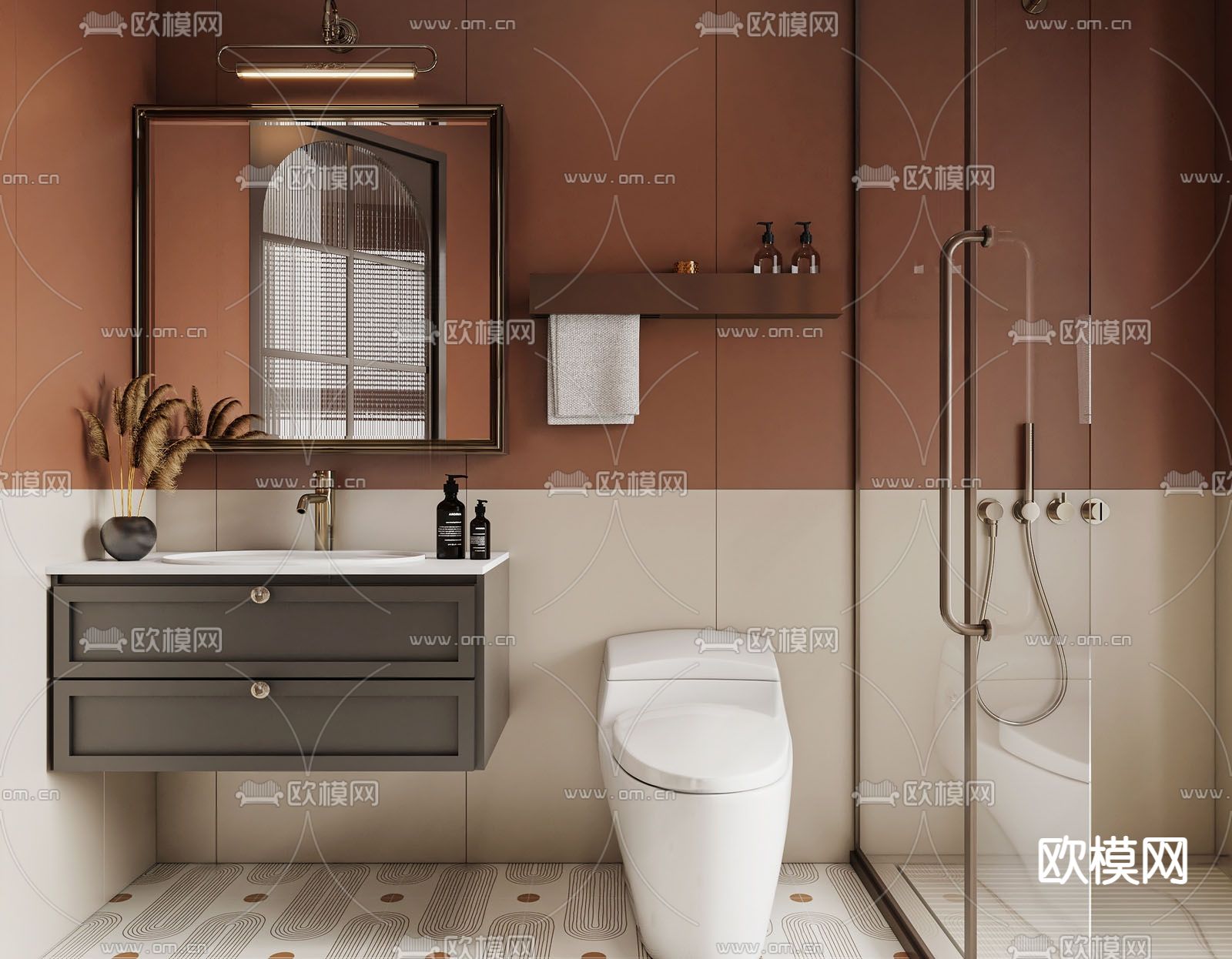 简美卫生间su模型