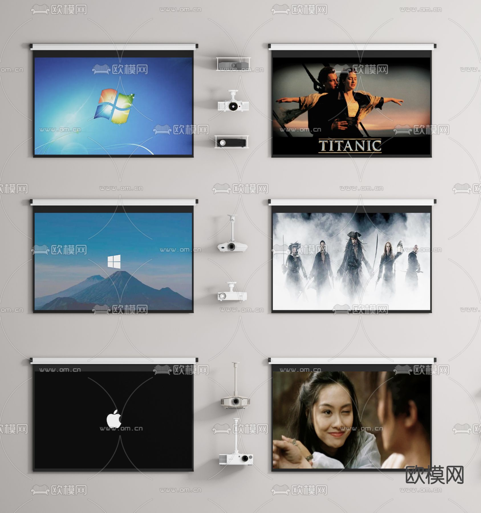 投影仪 投影幕布su模型下载（渲染图4）