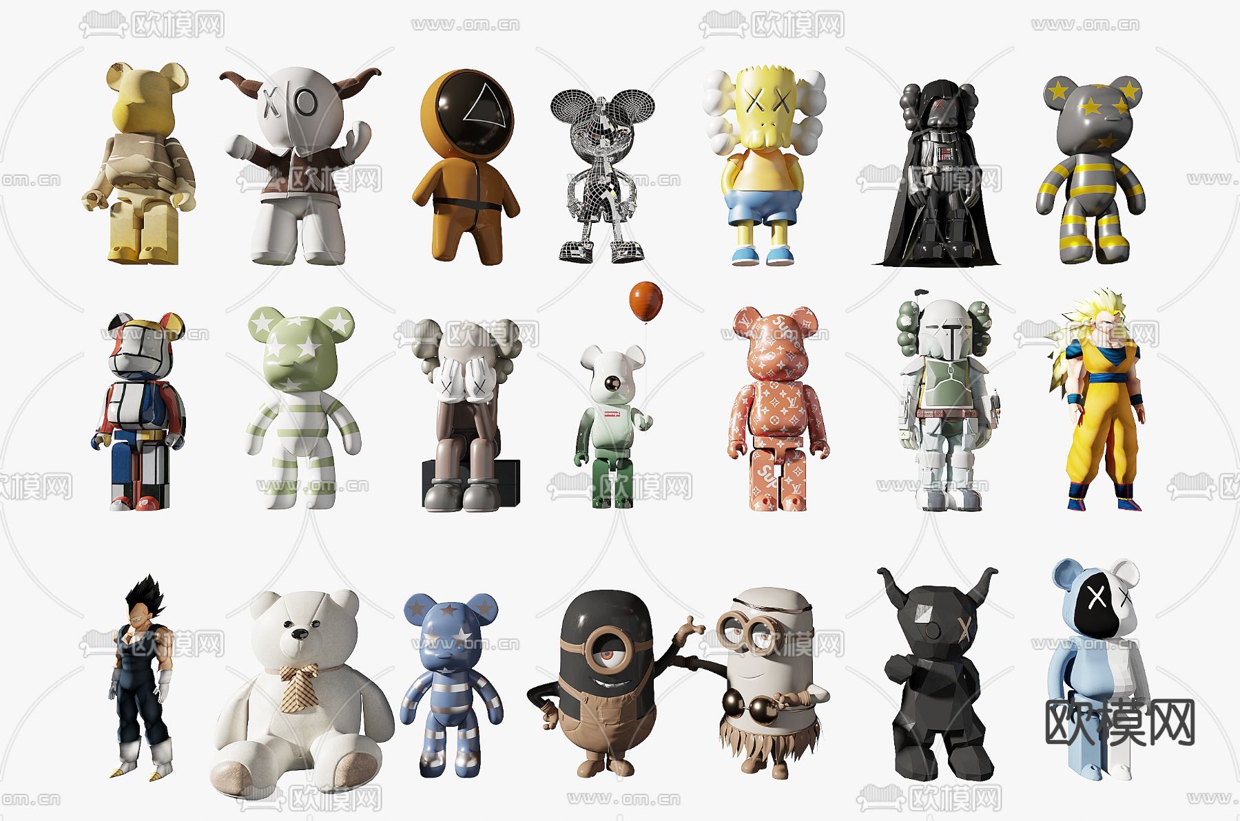 潮玩 公仔 暴力熊 手办3d模型下载