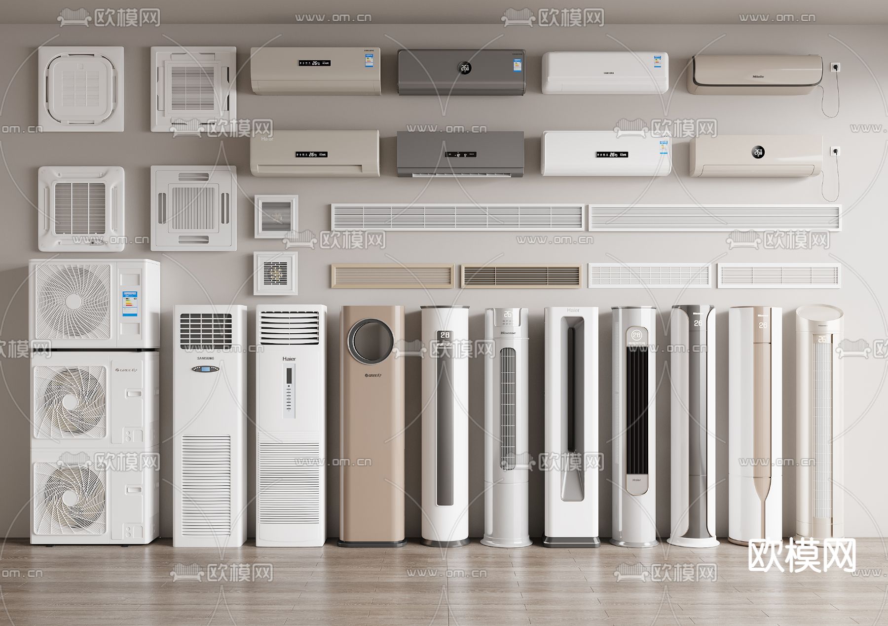 立式空调 柜机 空调外机 出风口3d模型下载