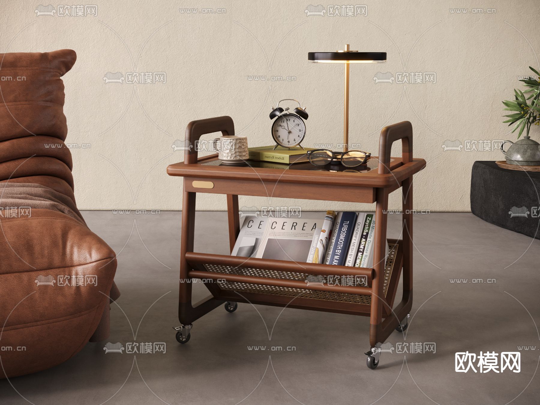 中古风边几 角几3d模型下载（渲染图1）