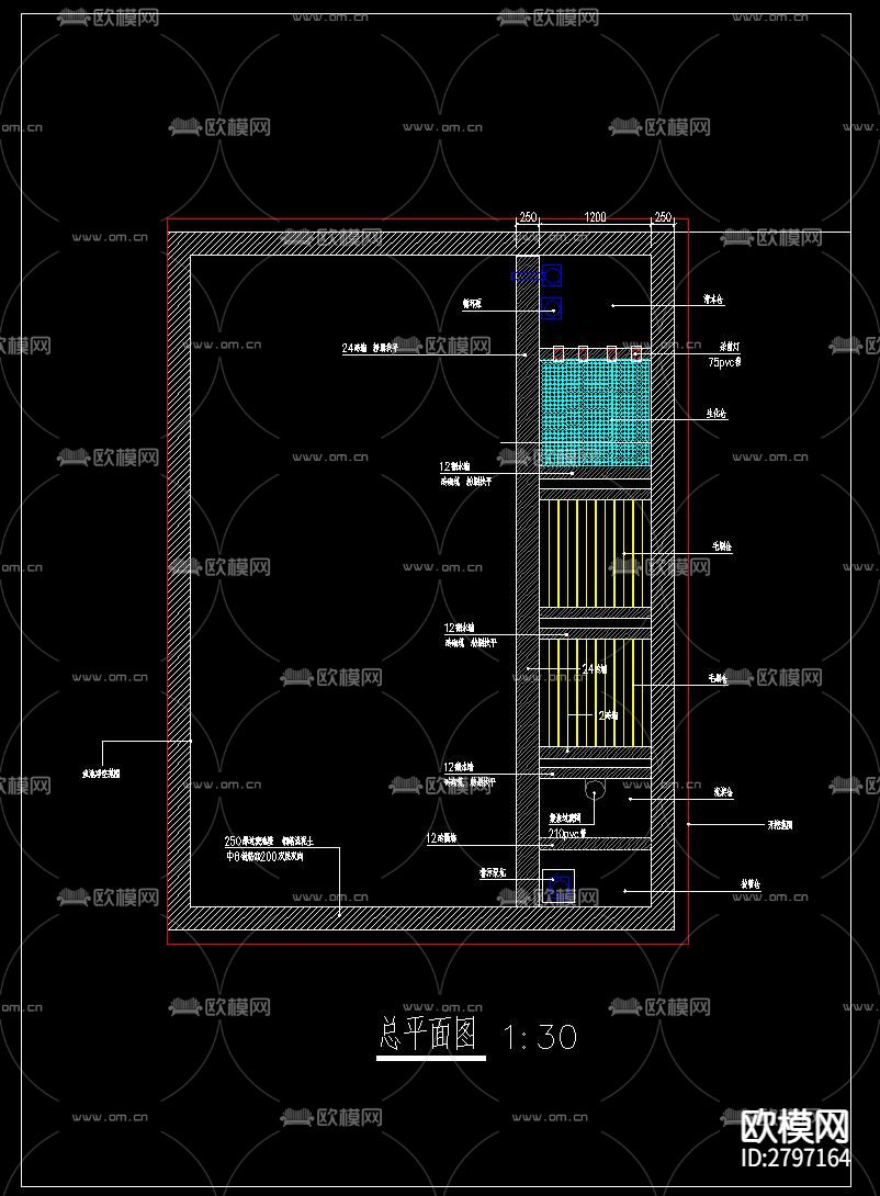 鱼池过滤池净化系统cad施工图下载（渲染图5）