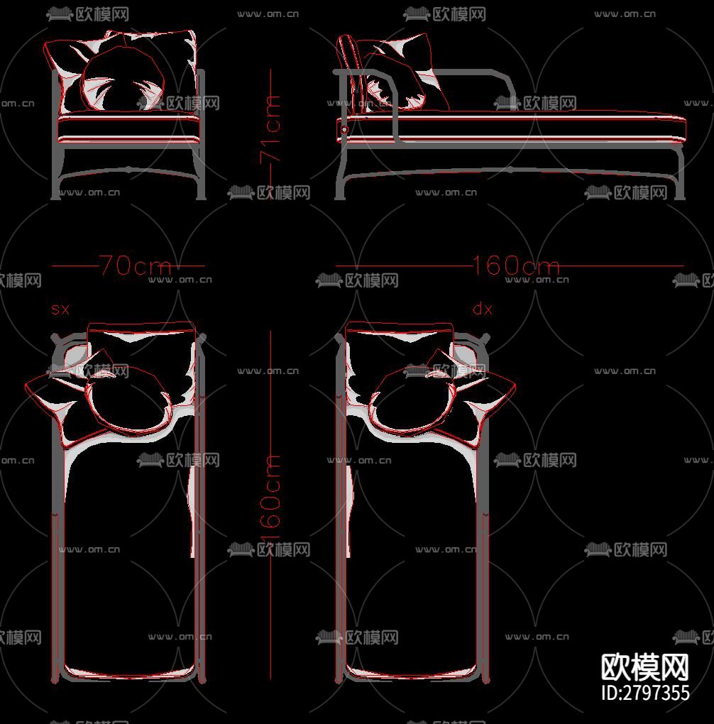 家具三视cad大样图下载（渲染图8）