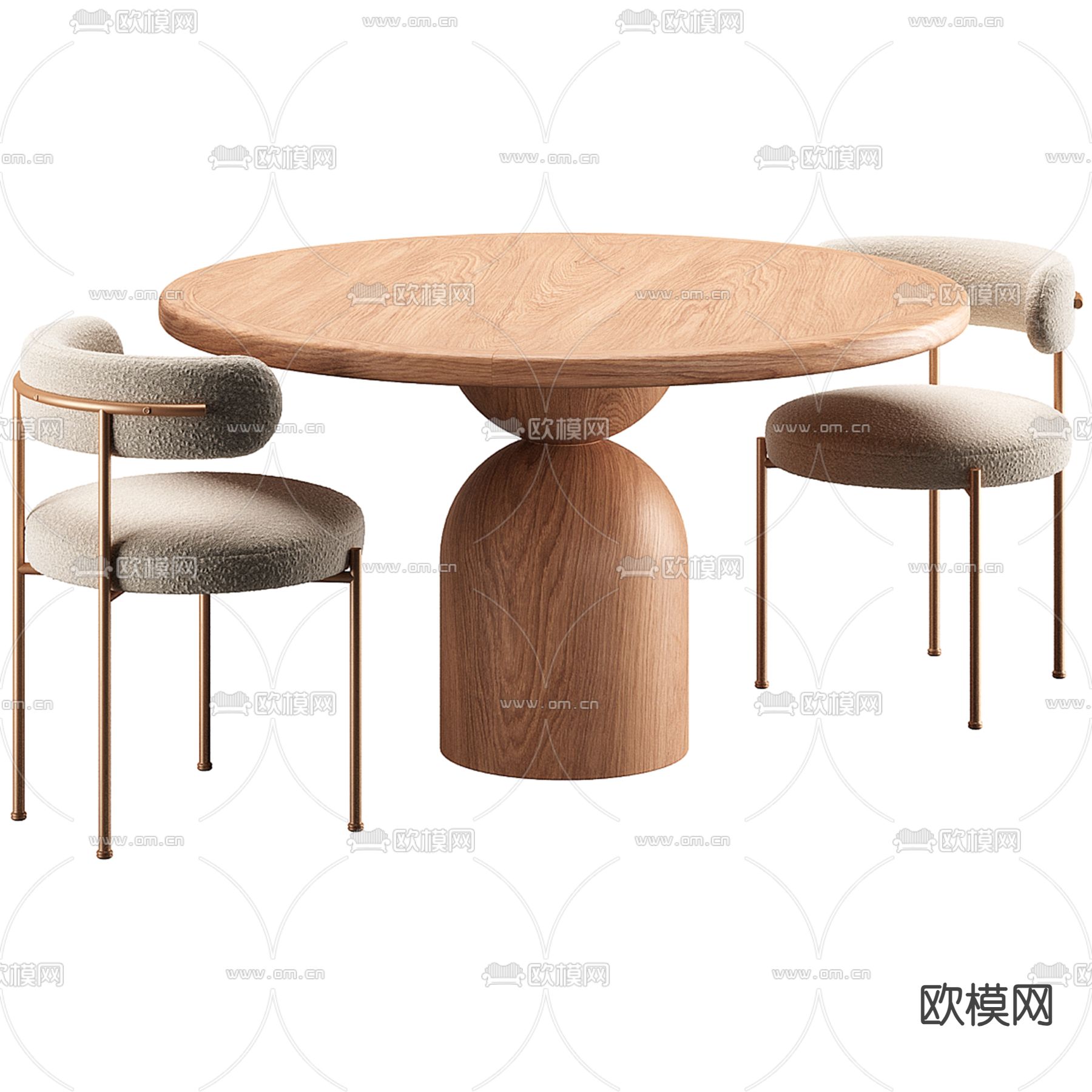北欧餐桌椅 圆餐桌3d模型下载（渲染图3）
