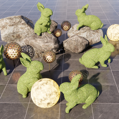 动物绿植雕塑 景观小品su模型