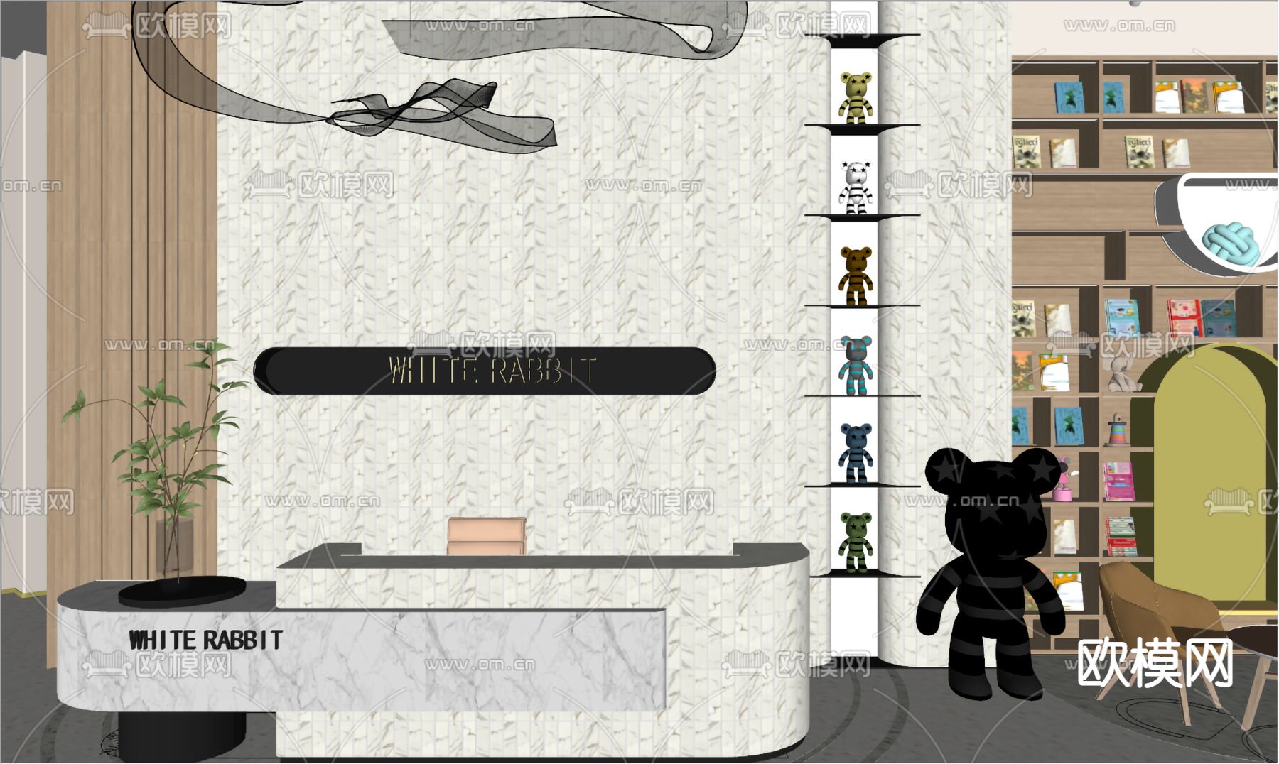 现代培训中心 前台su模型下载（渲染图3）