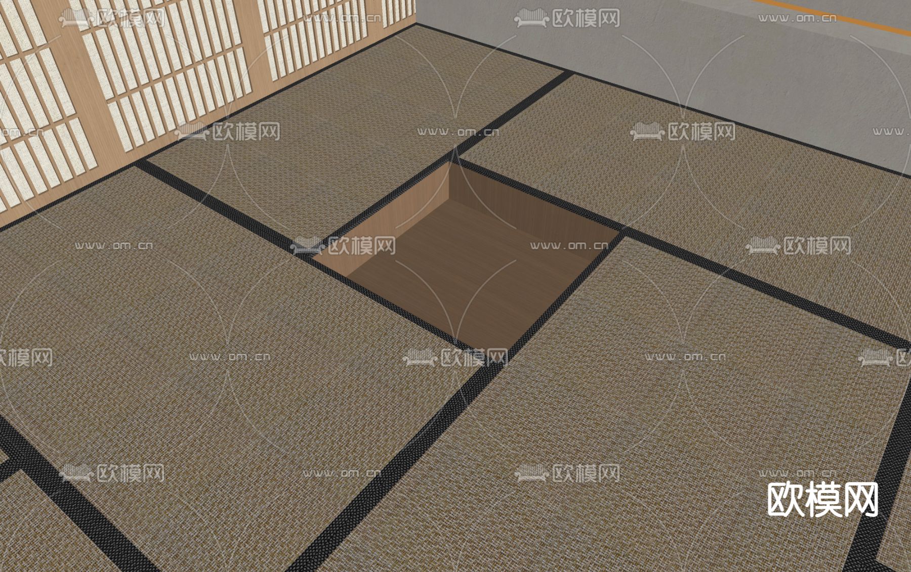 日式榻榻米 地台su模型下载（渲染图2）
