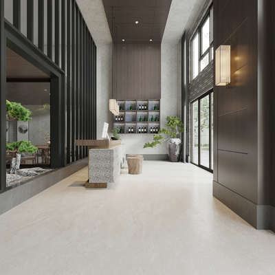  新中式酒店前台 大厅su模型 