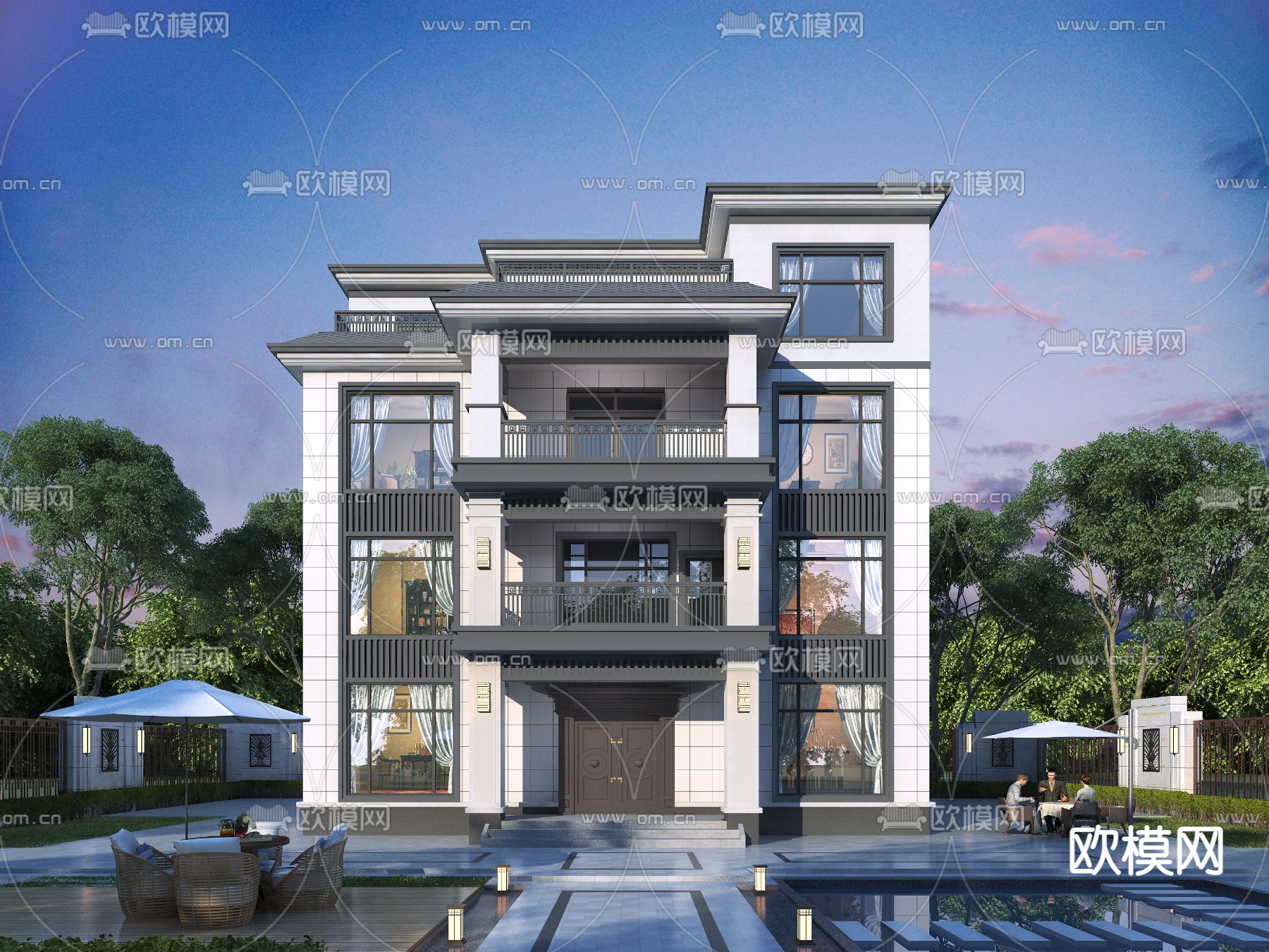 别墅外观3d模型下载