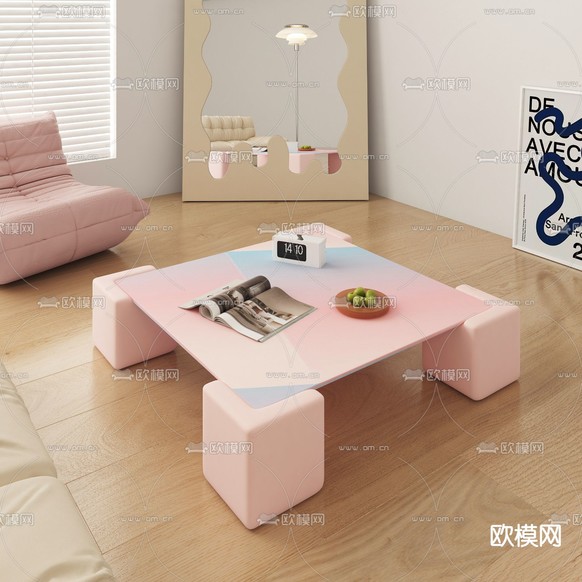 方形茶几3d模型下载