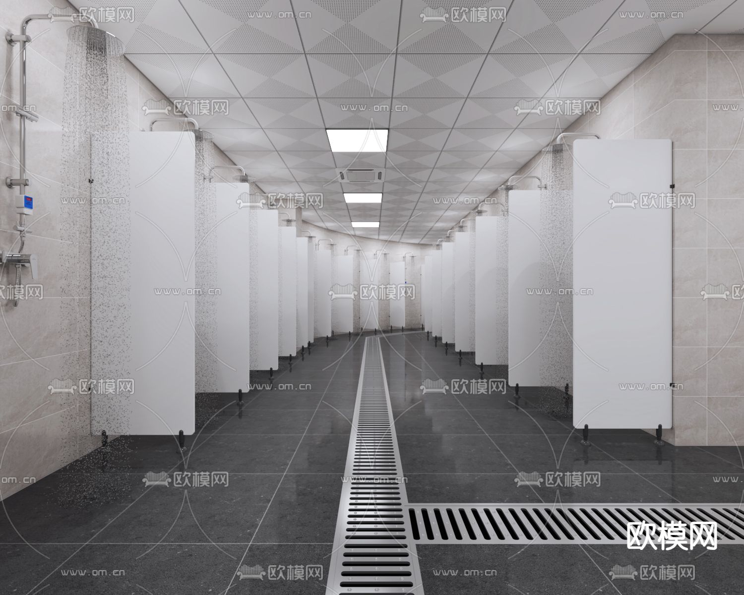 澡堂 公共浴室3d模型下载（渲染图3）