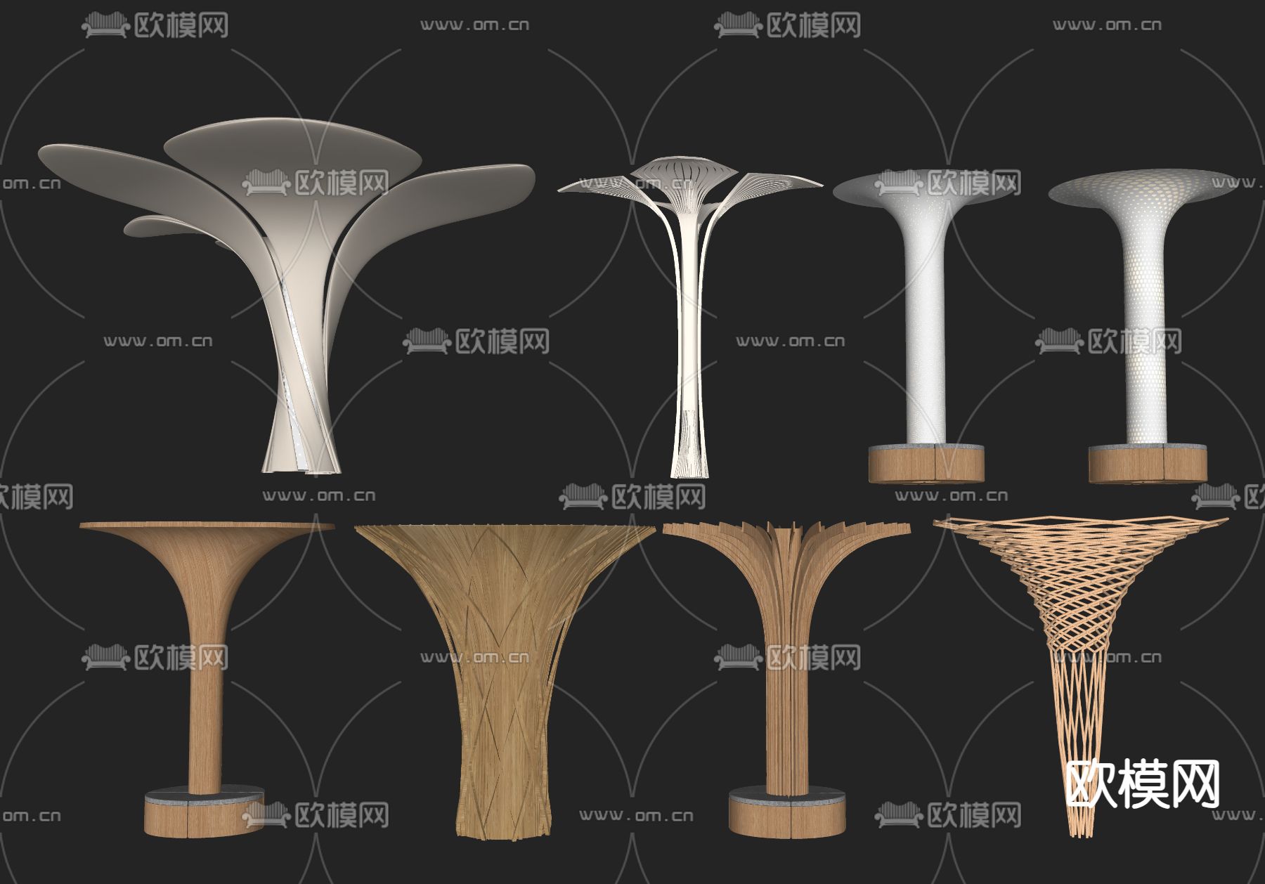 现代异形柱子su模型
