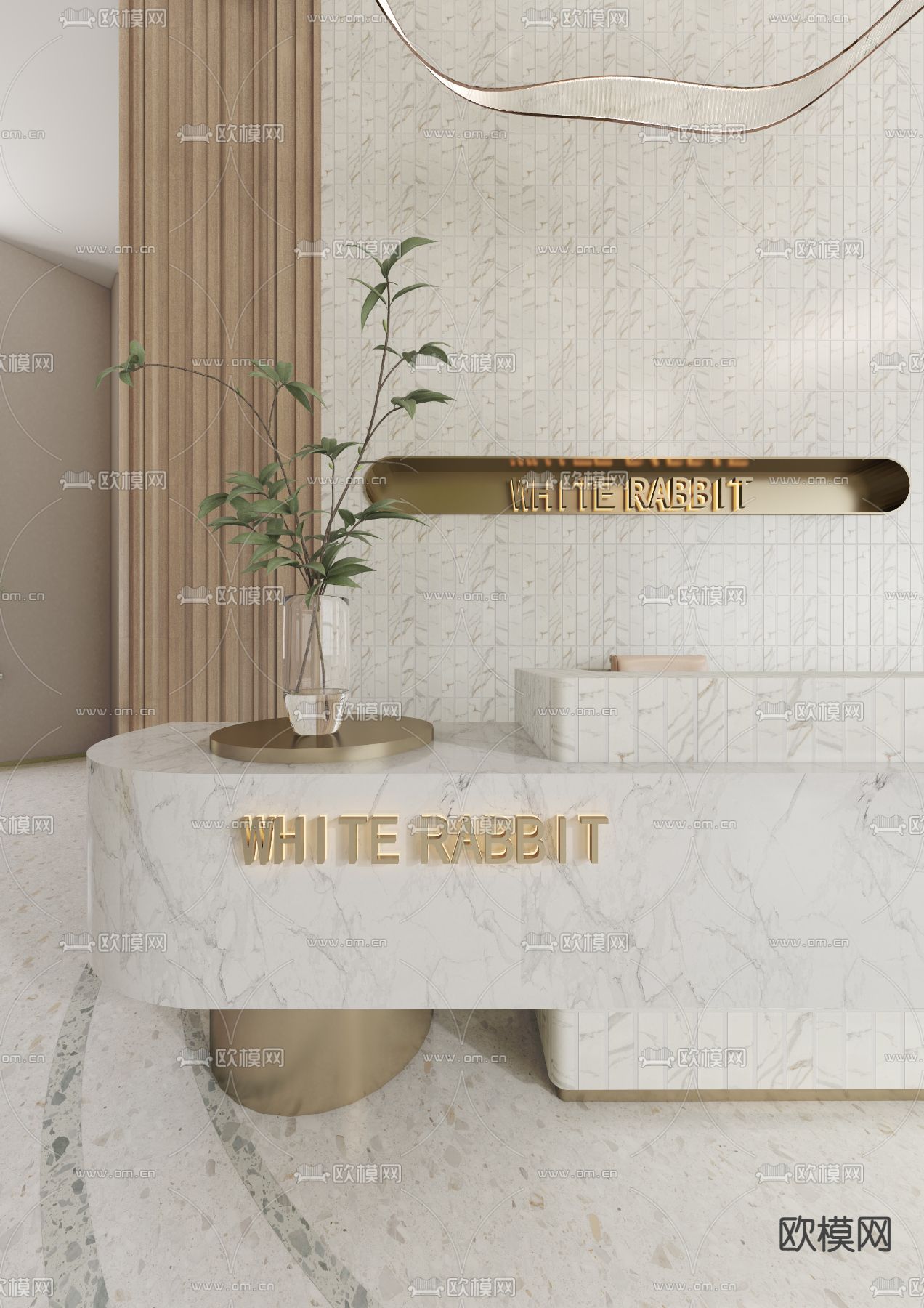 现代培训中心 前台su模型下载（渲染图2）