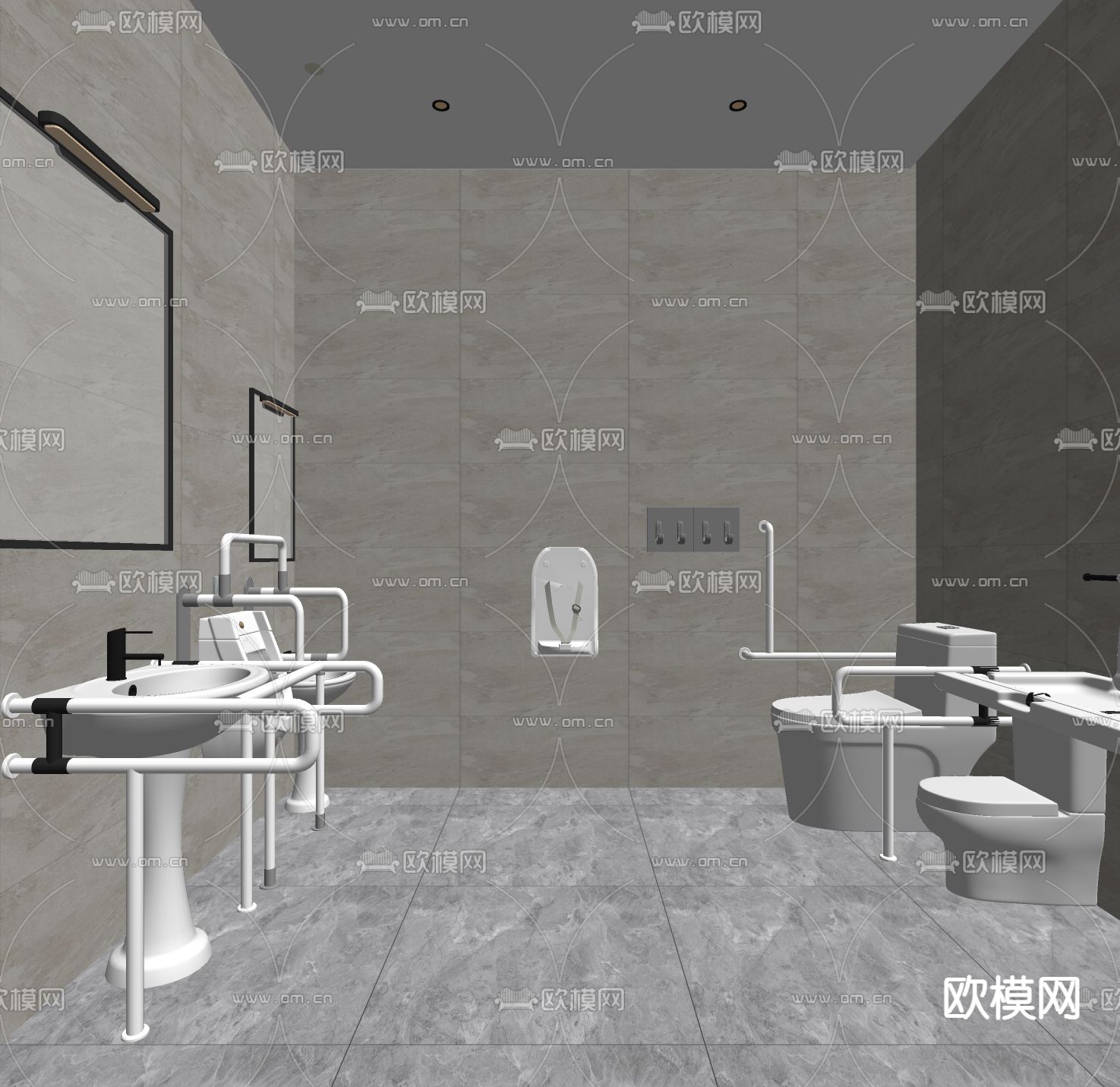 无障碍卫生间su模型下载（渲染图3）