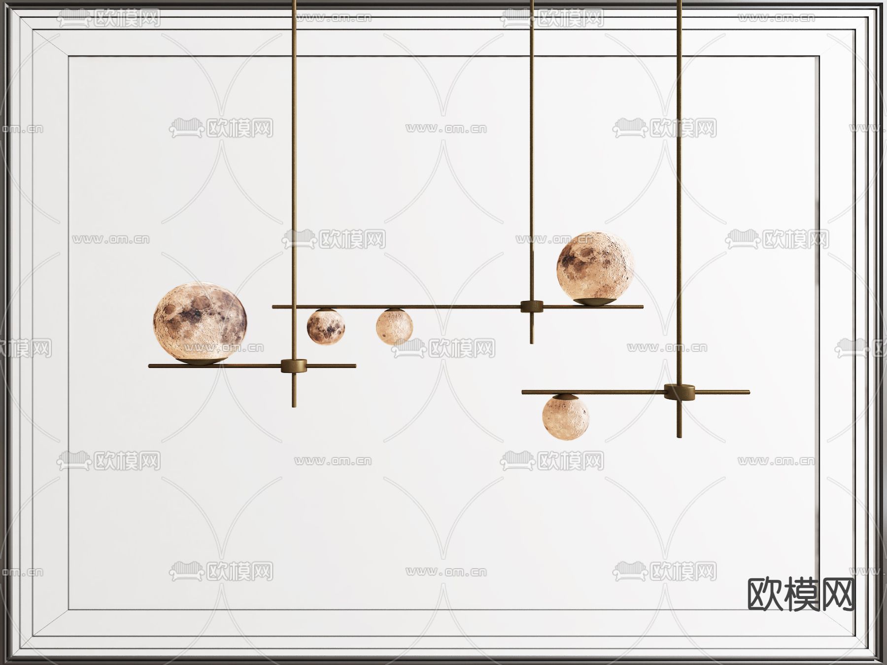 北欧月球吊灯su模型下载（渲染图1）