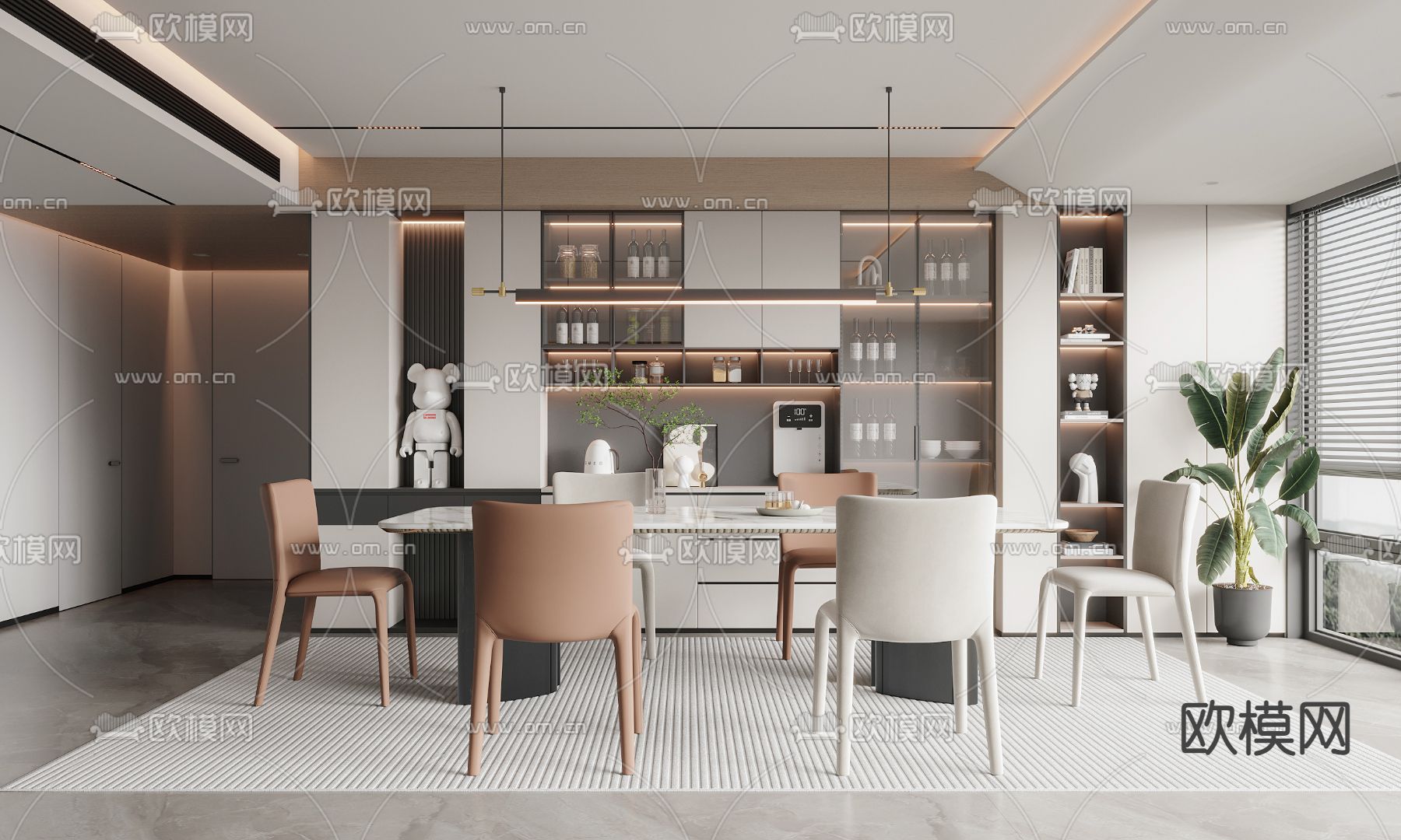现代餐厅3d模型下载_ID14233304_3dmax免费模型-欧模网
